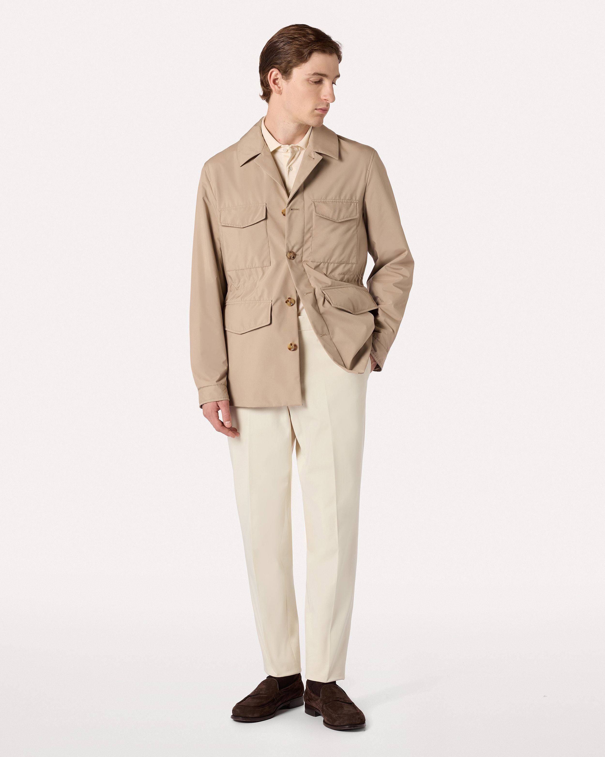 Pantalone panna in cotone twill bi-stretch CREAM Lardini 2