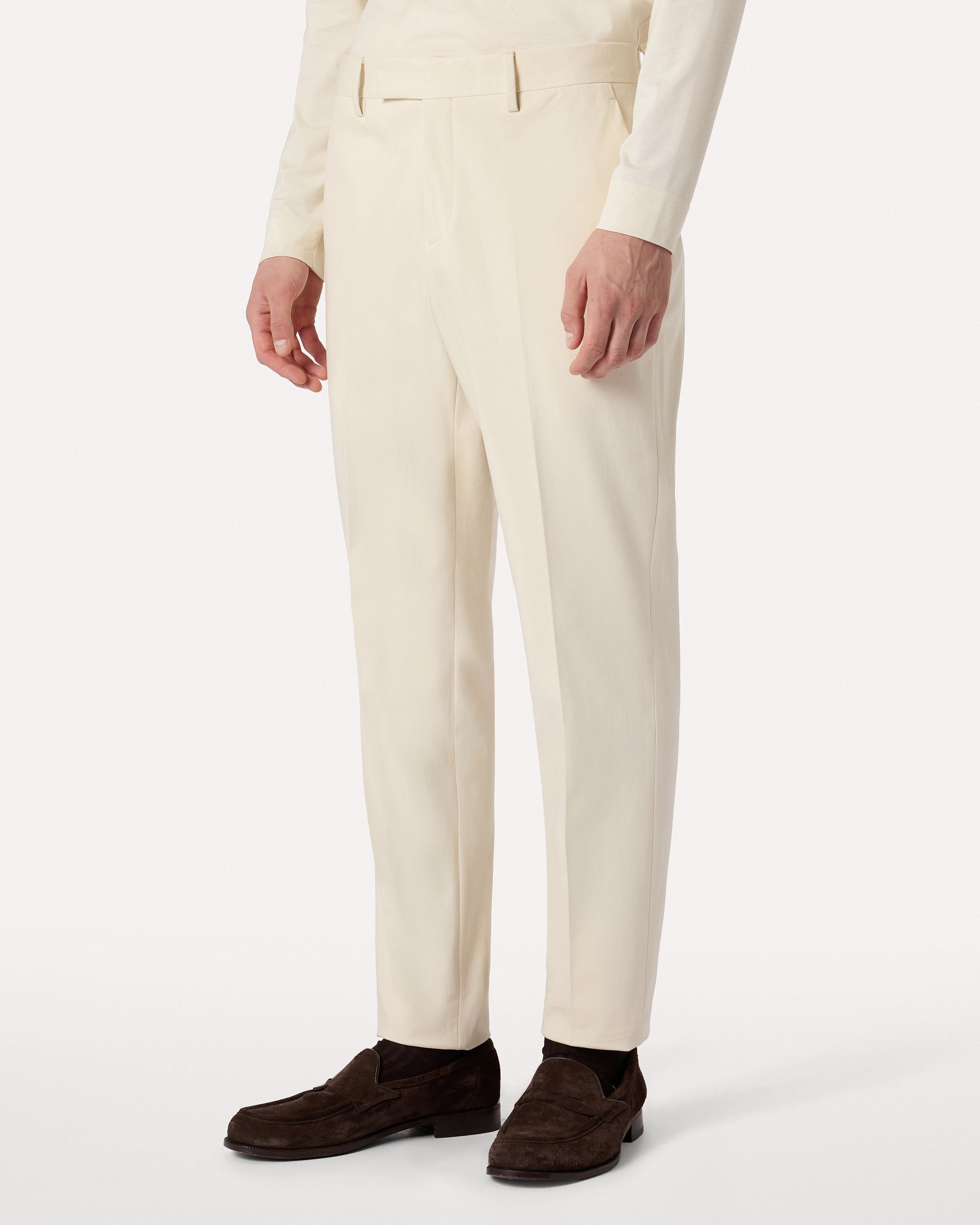 Pantalone panna in cotone twill bi-stretch CREAM Lardini 4