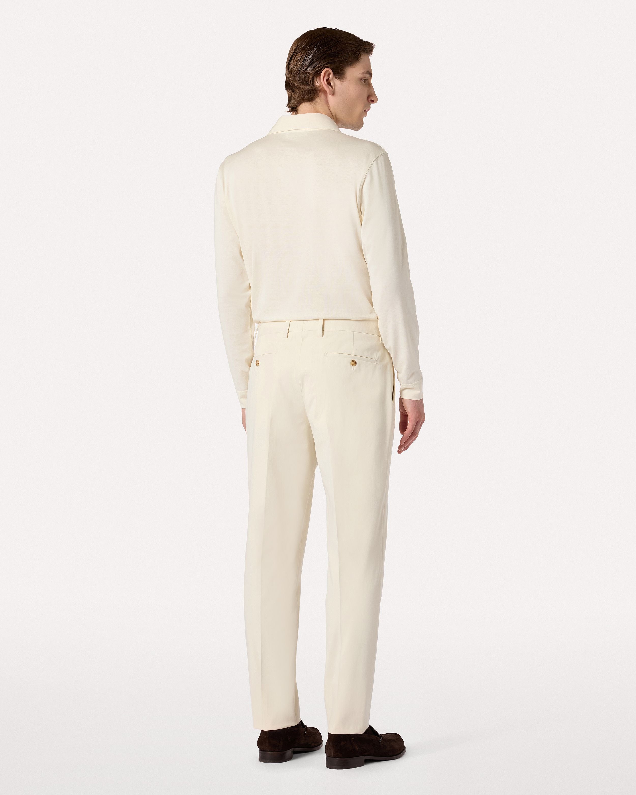 Pantalone panna in cotone twill bi-stretch CREAM Lardini 5