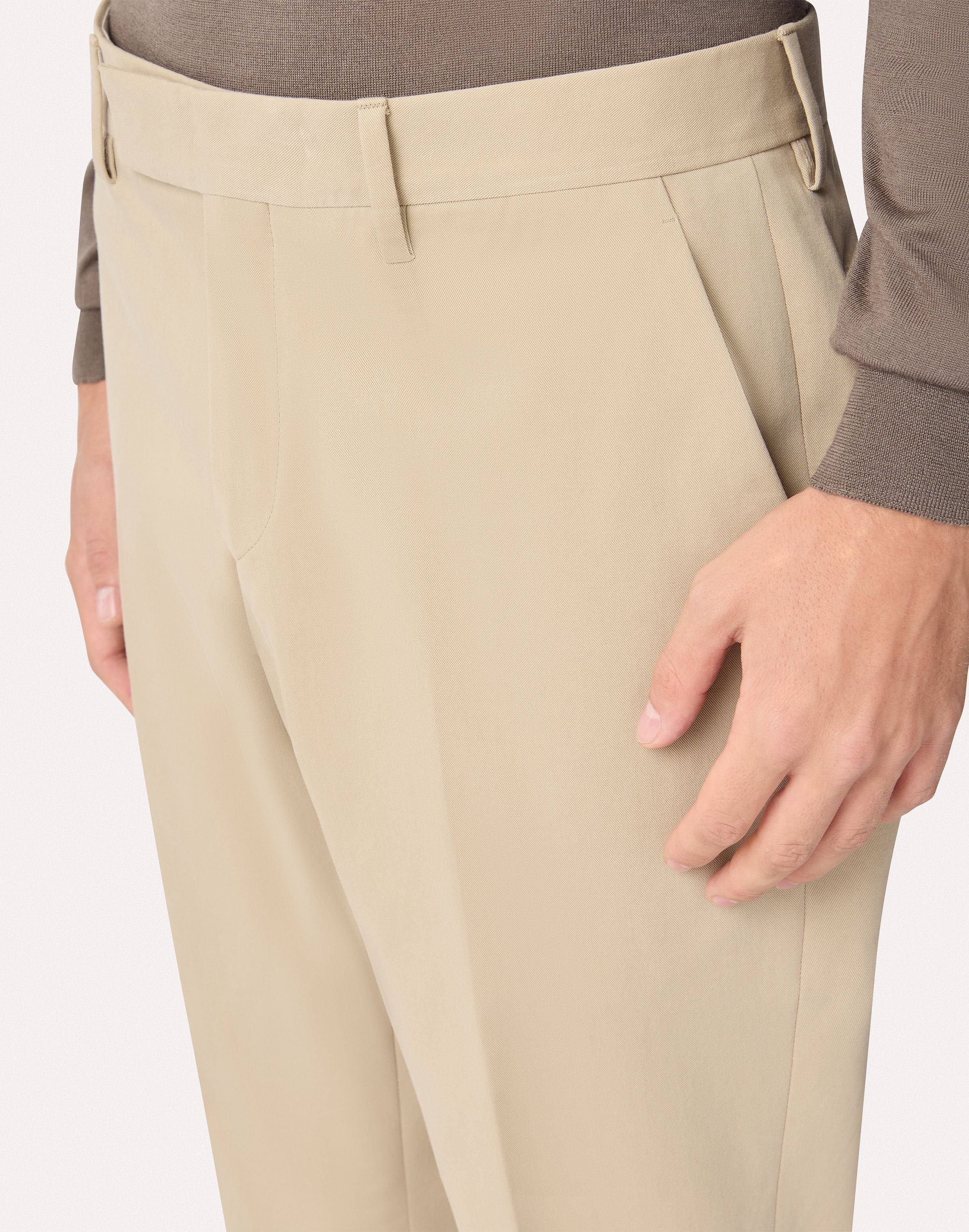 Pantalone beige in cotone twill bi-stretch BEIGE Lardini 3