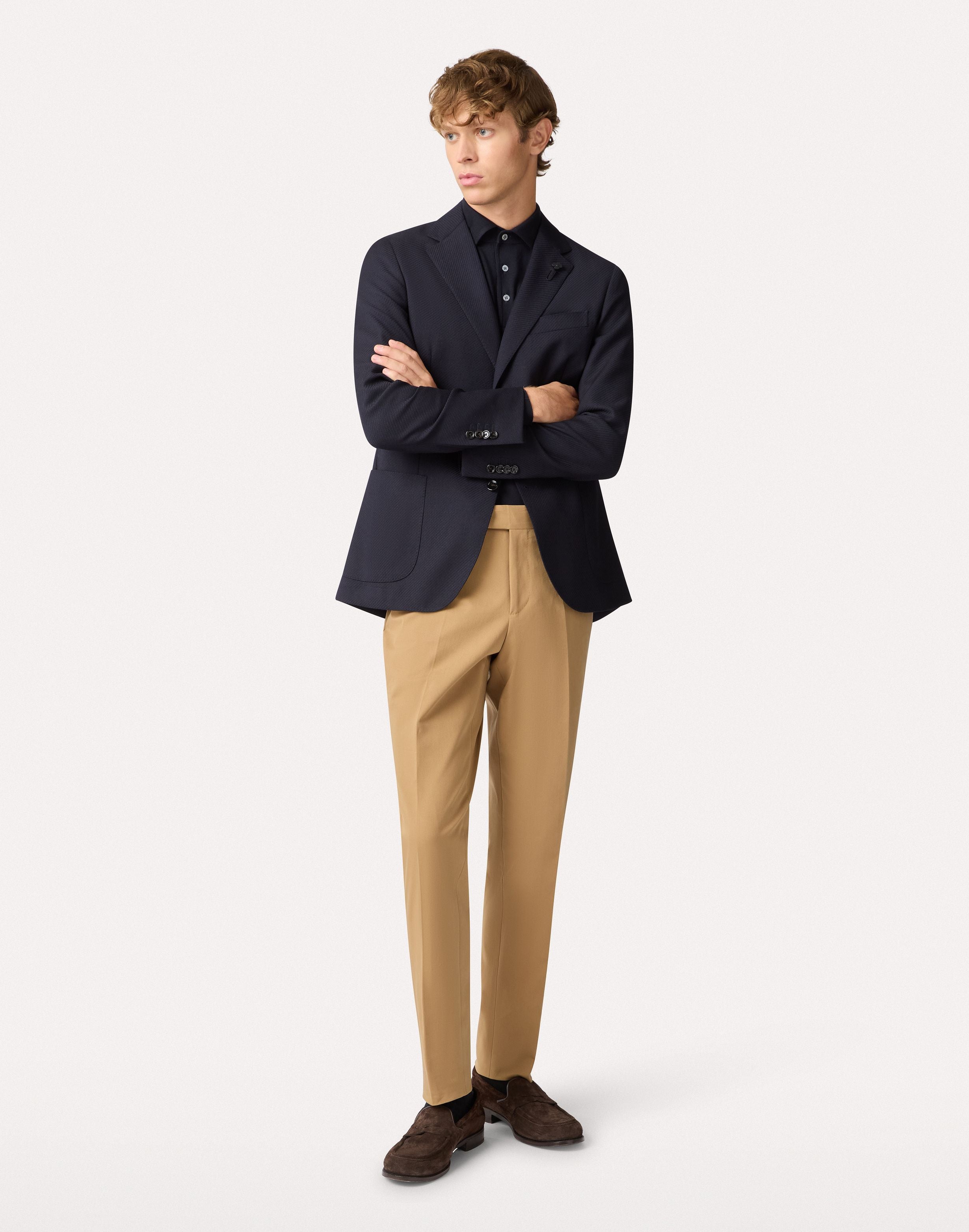 Pantalone nocciola in cotone bi-stretch HAZELNUT Lardini 2