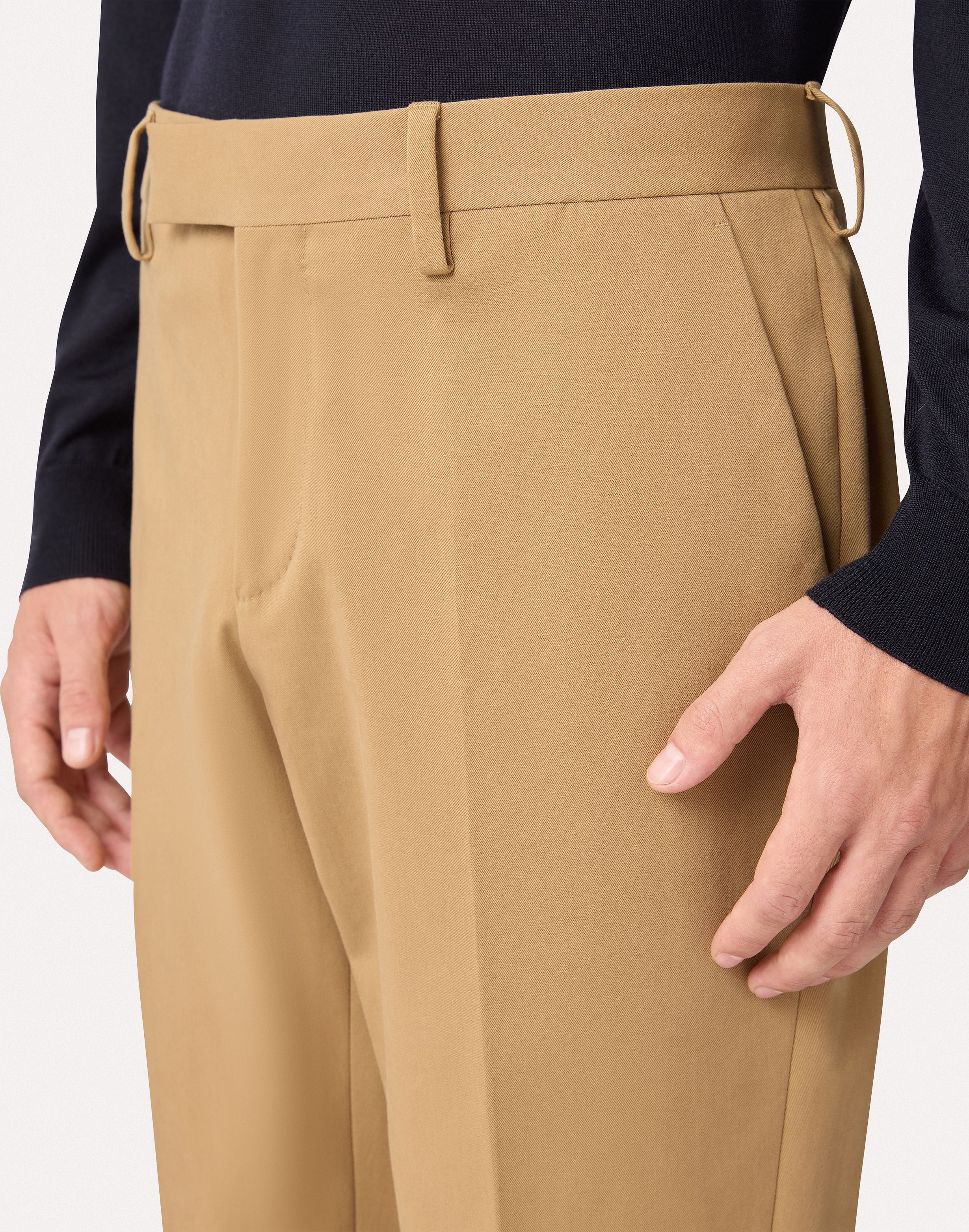 Pantalone nocciola in cotone bi-stretch HAZELNUT Lardini 3