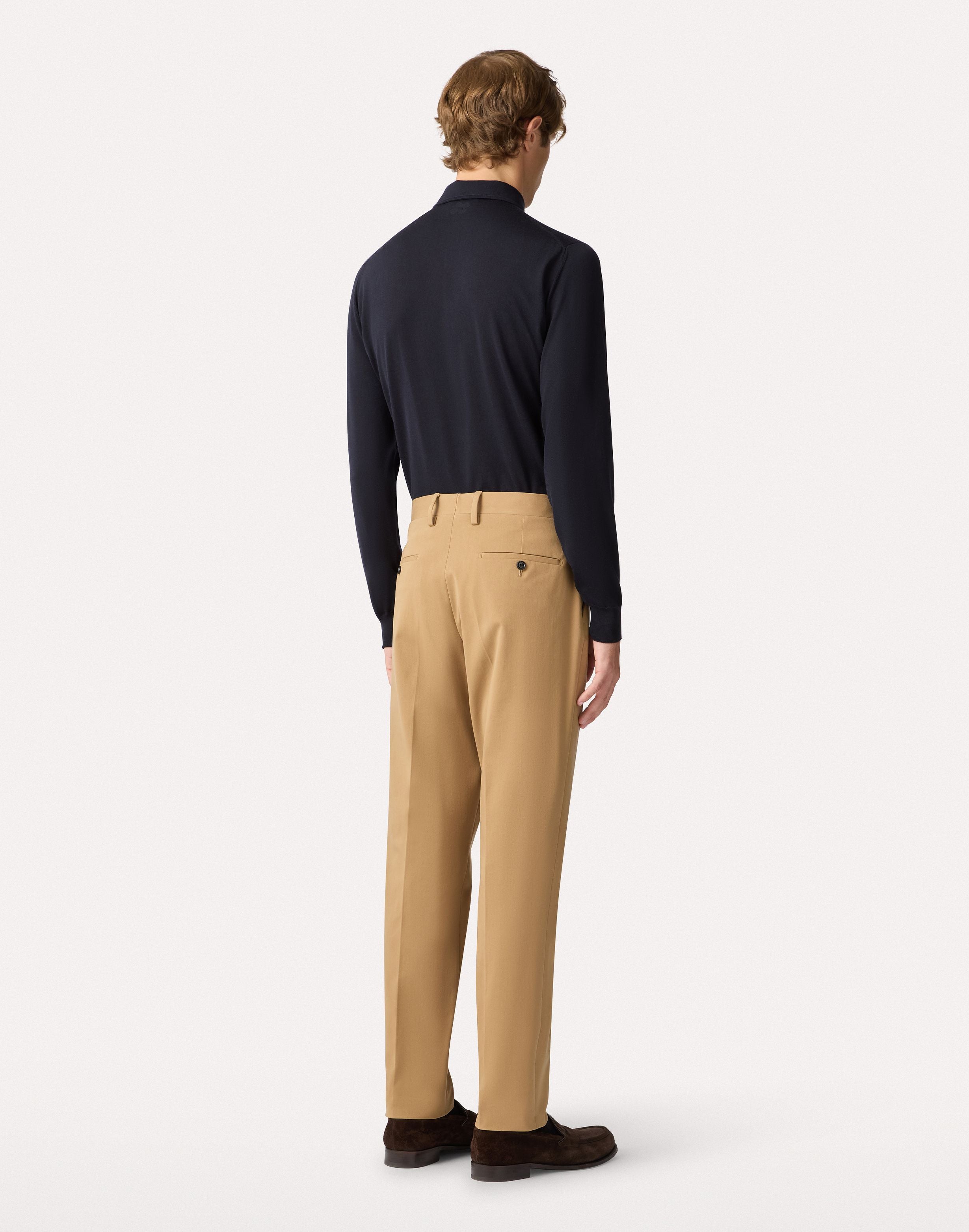 Hazelnut trousers in bi-stretch cotton, white, man | Lardini