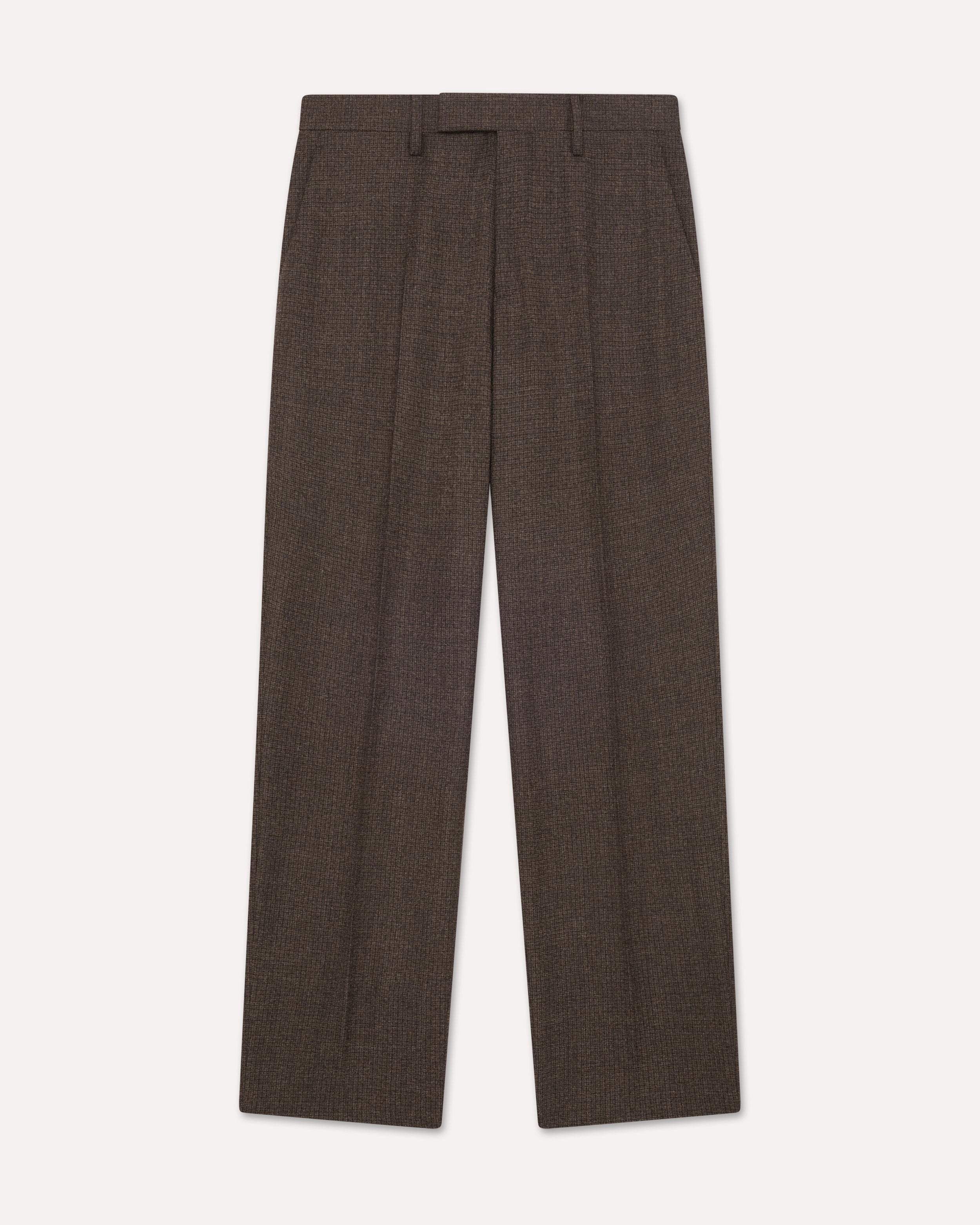 Brown flat-front wool trousers BROWN/BLACK Lardini 1