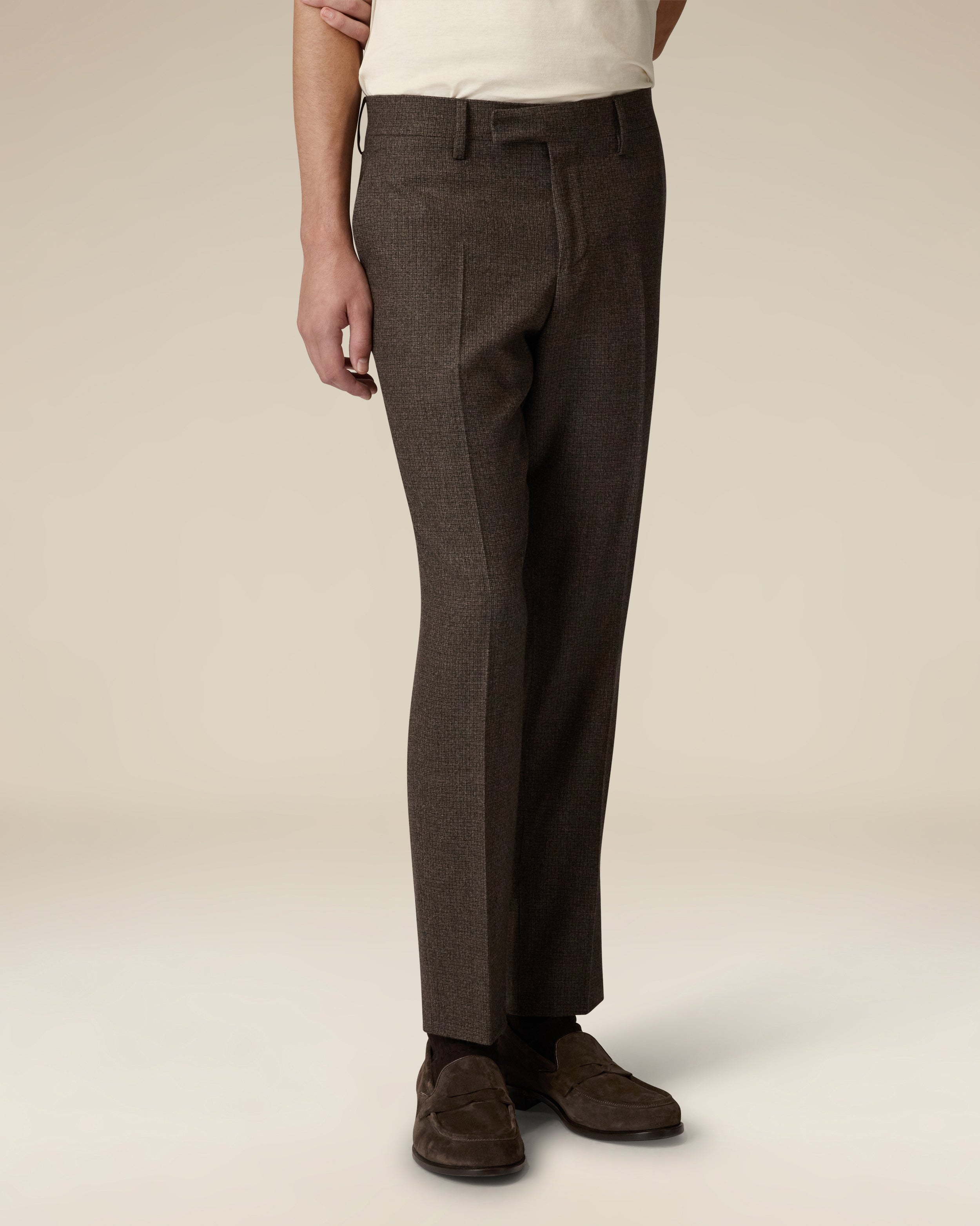 Brown flat-front wool trousers BROWN/BLACK Lardini 4