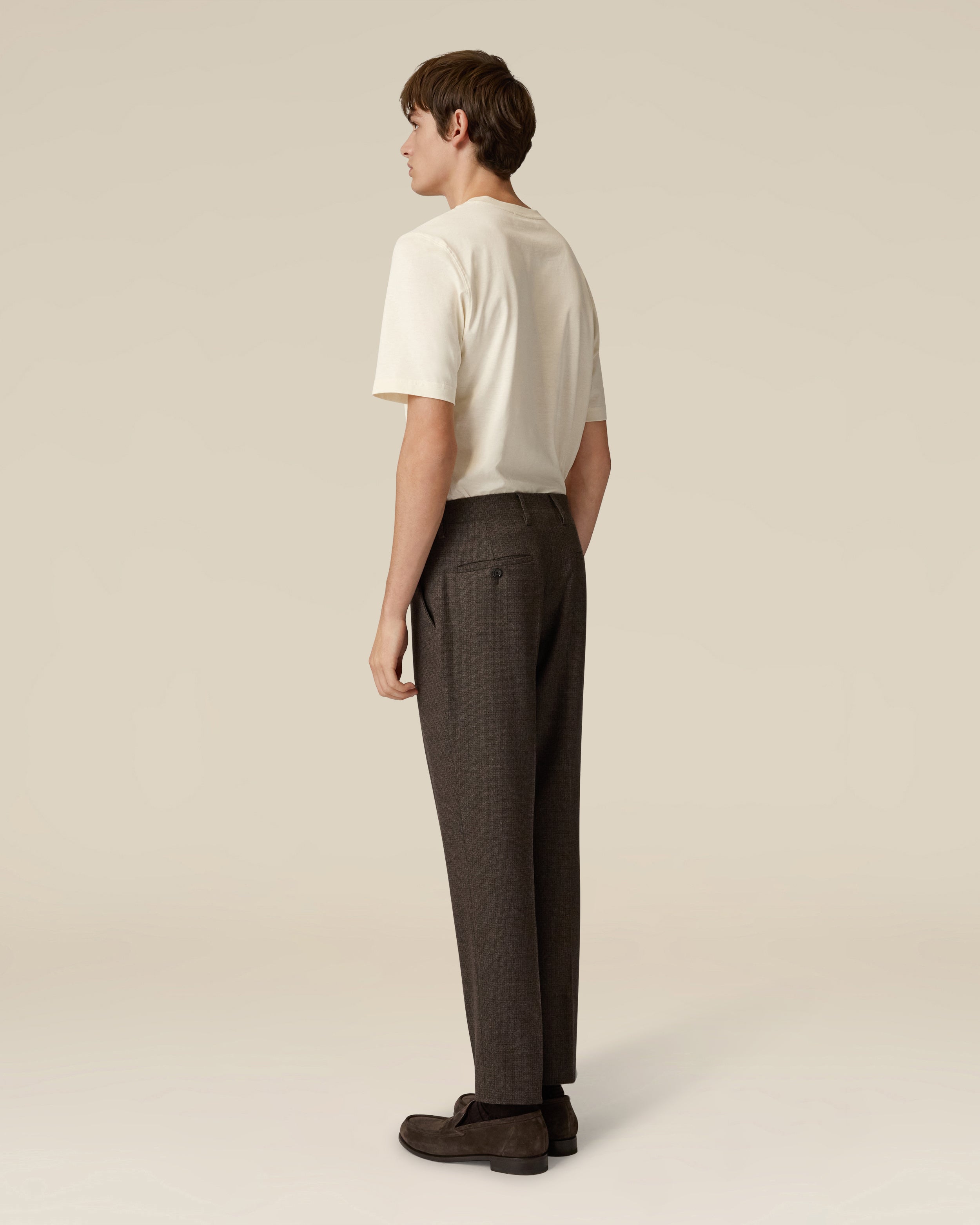 Brown flat-front wool trousers BROWN/BLACK Lardini 5
