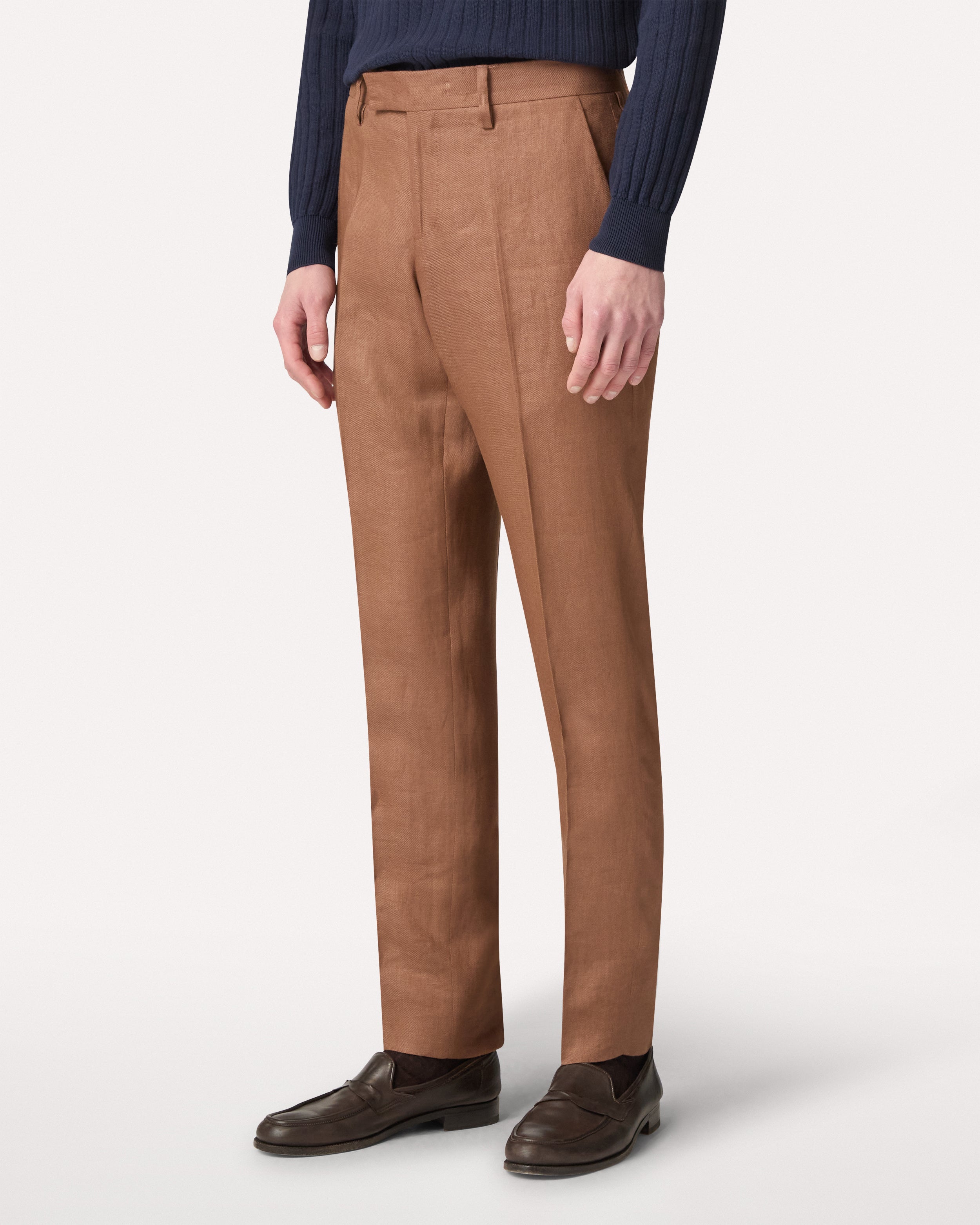 Brown twill trousers, white, man | Lardini