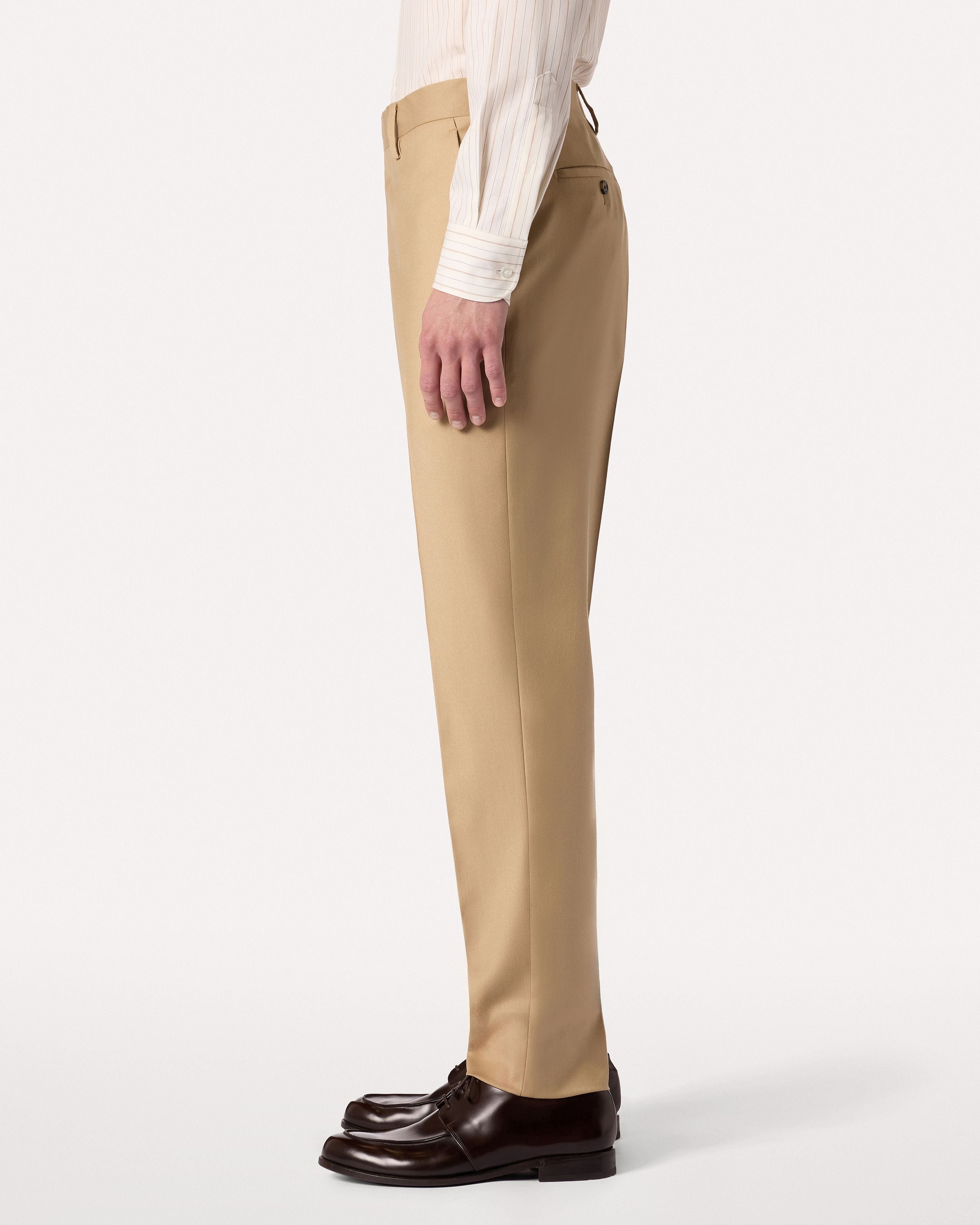 Pantalone cammello in flanella stretch e cashmere CAMEL Lardini 4
