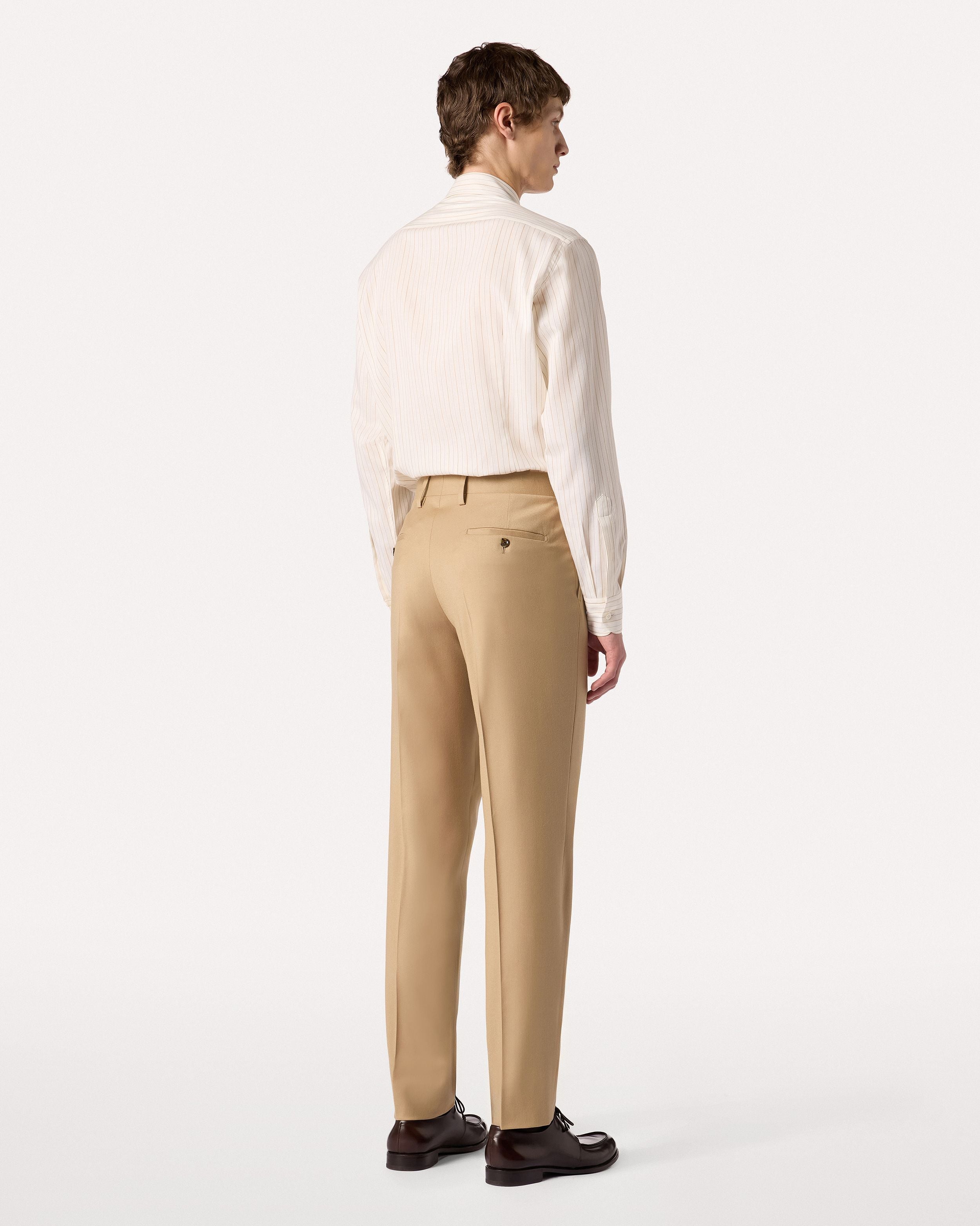 Pantalone cammello in flanella stretch e cashmere CAMEL Lardini 5
