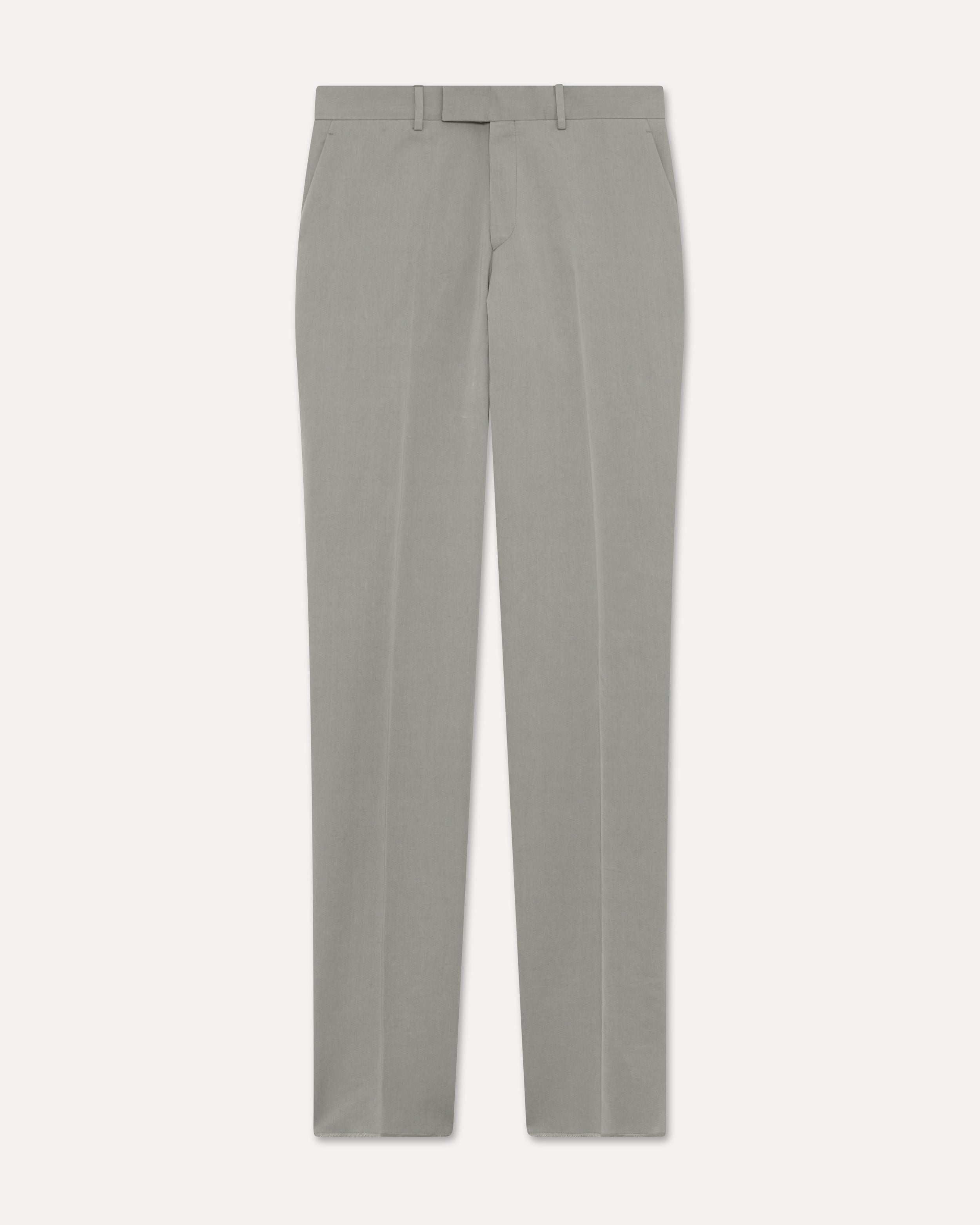 Grey cotton and silk flat-front trousers GREY Lardini 1