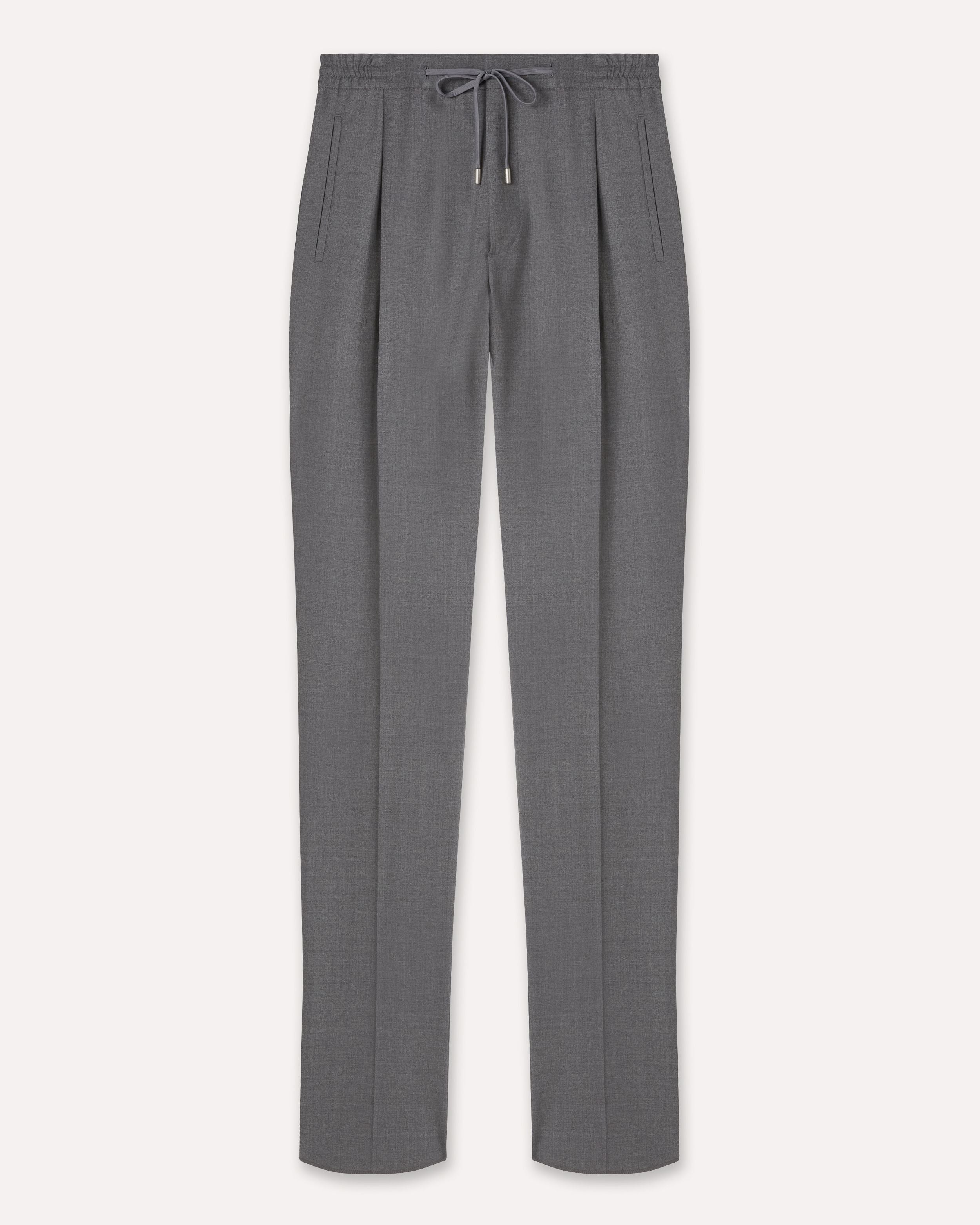 Pantalone grigio con coulisse in flanella stretch pettinata GREY Lardini