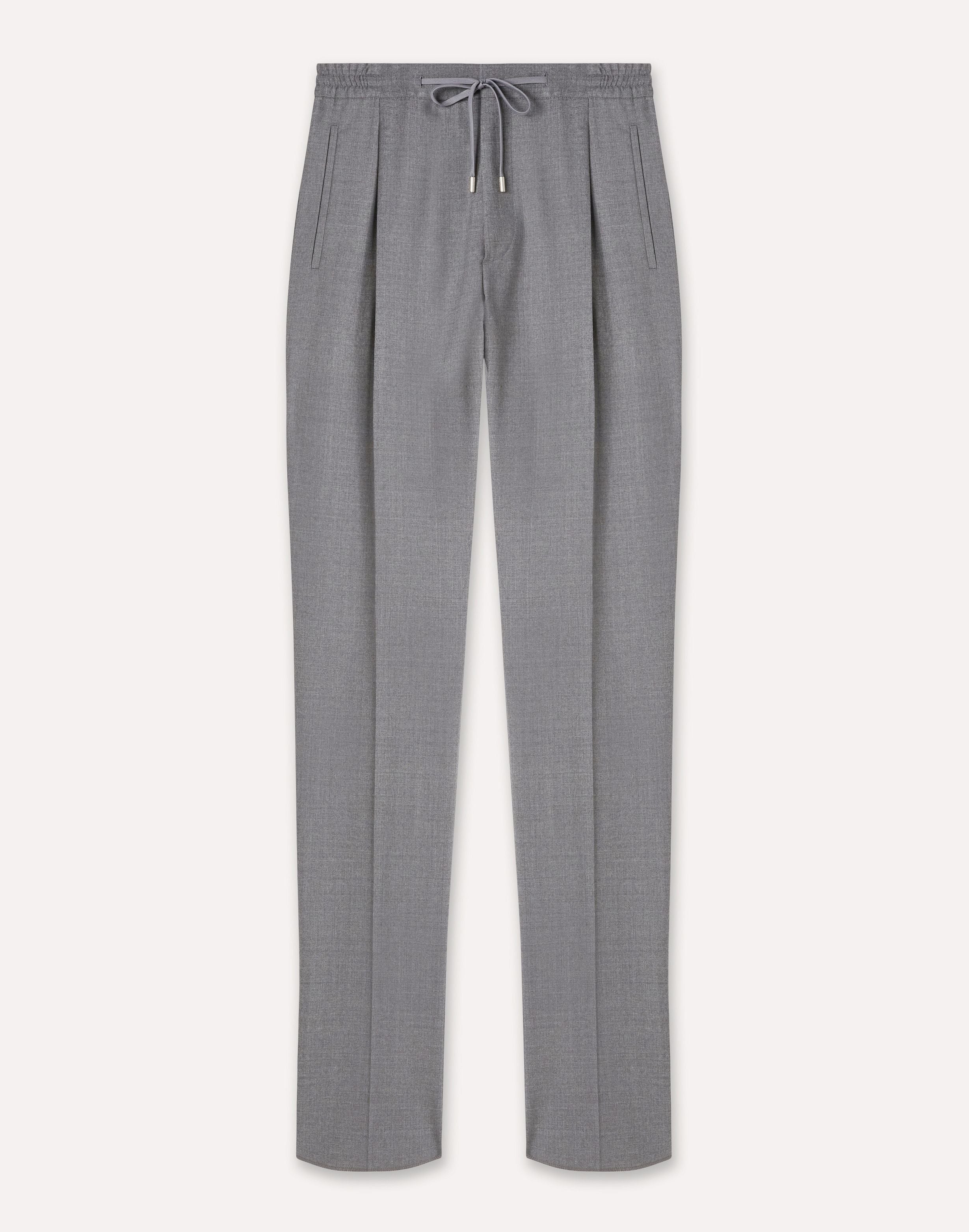 Grey trousers with drawstring in combed stretch flannel GREY Lardini 1