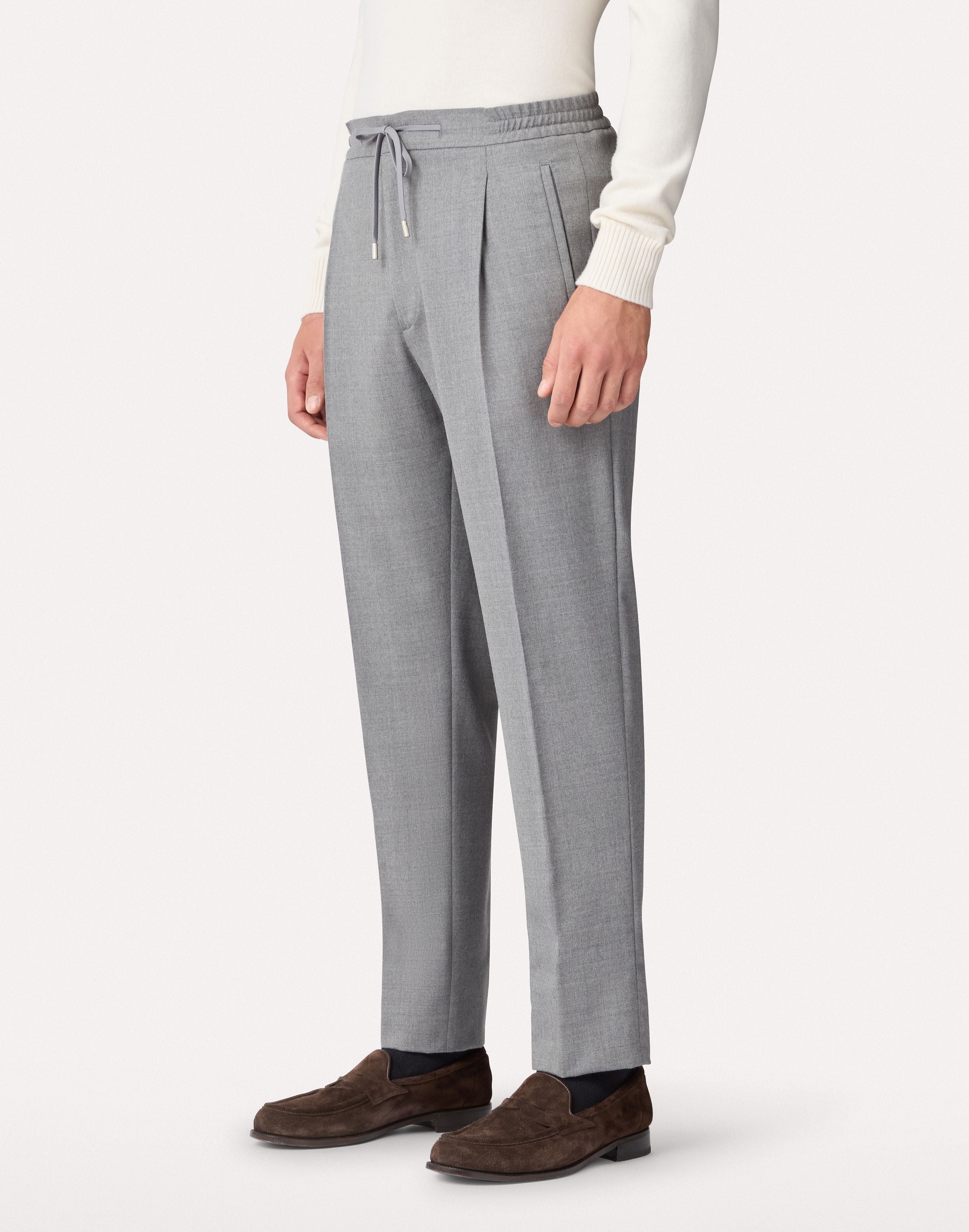 Pantalone grigio con coulisse in flanella stretch pettinata GREY Lardini 4