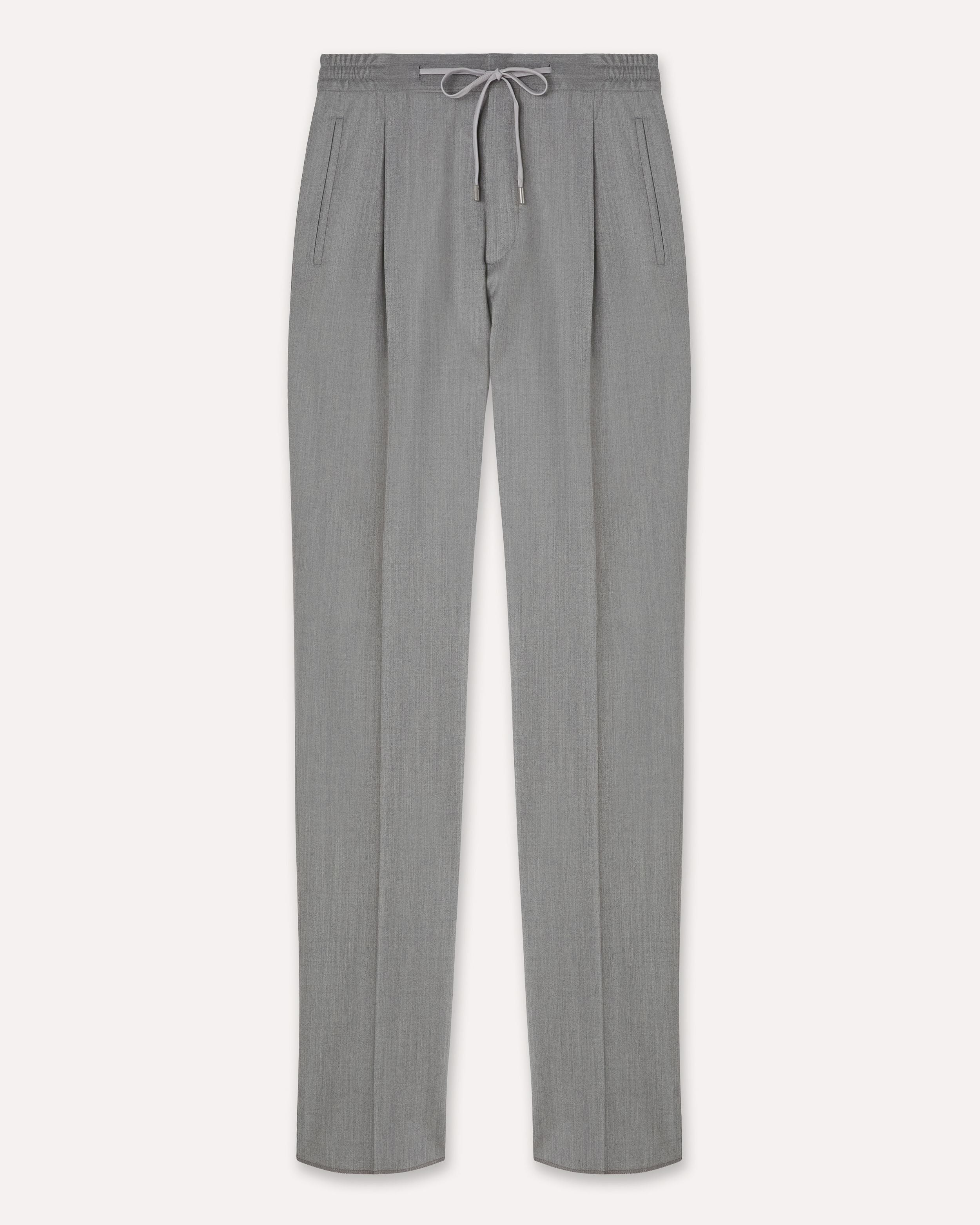 Pantalone grigio con coulisse in flanella stretch e cashmere GREY Lardini