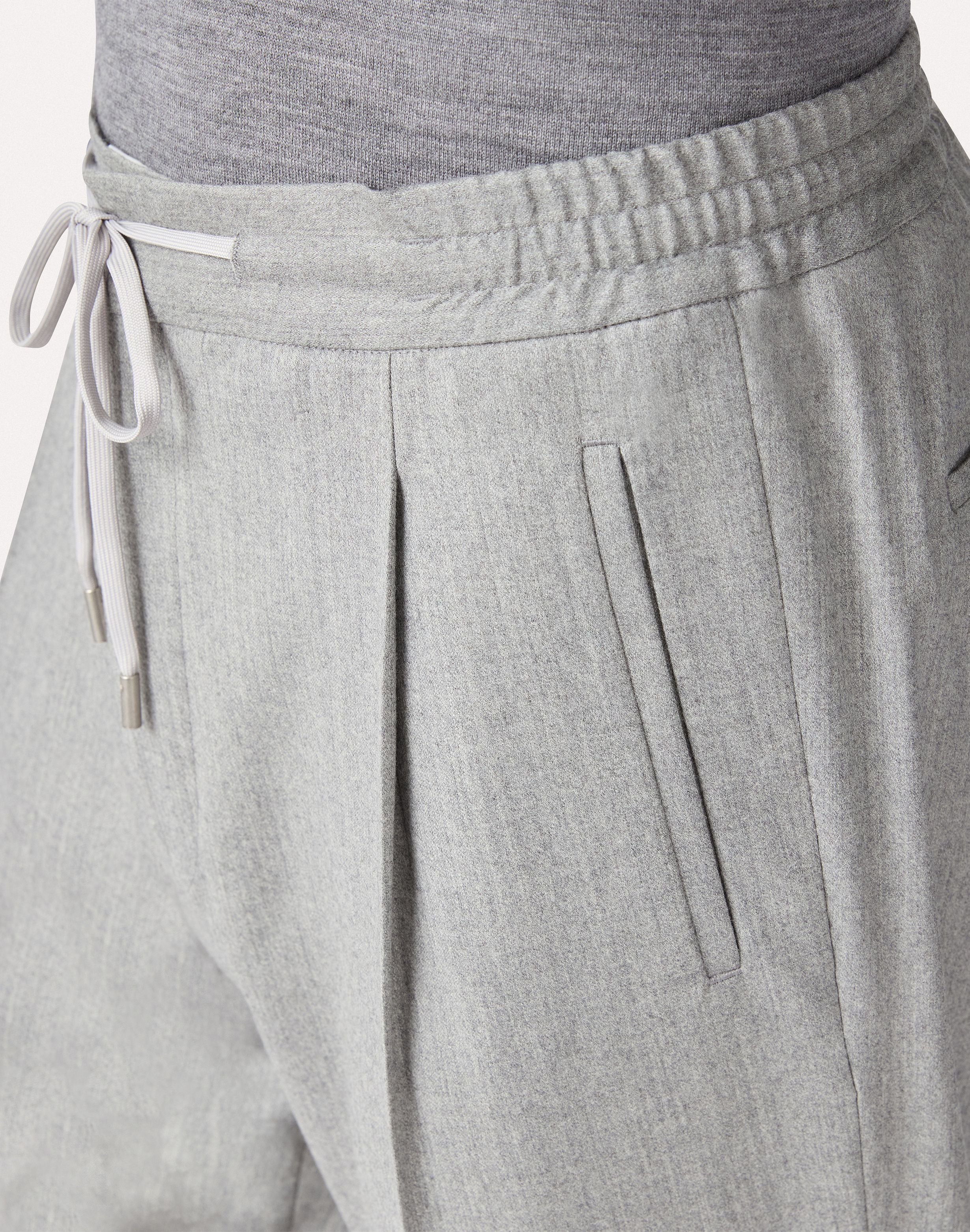 Grey trousers with drawstring in stretch flannel and cashmere GREY Lardini 3