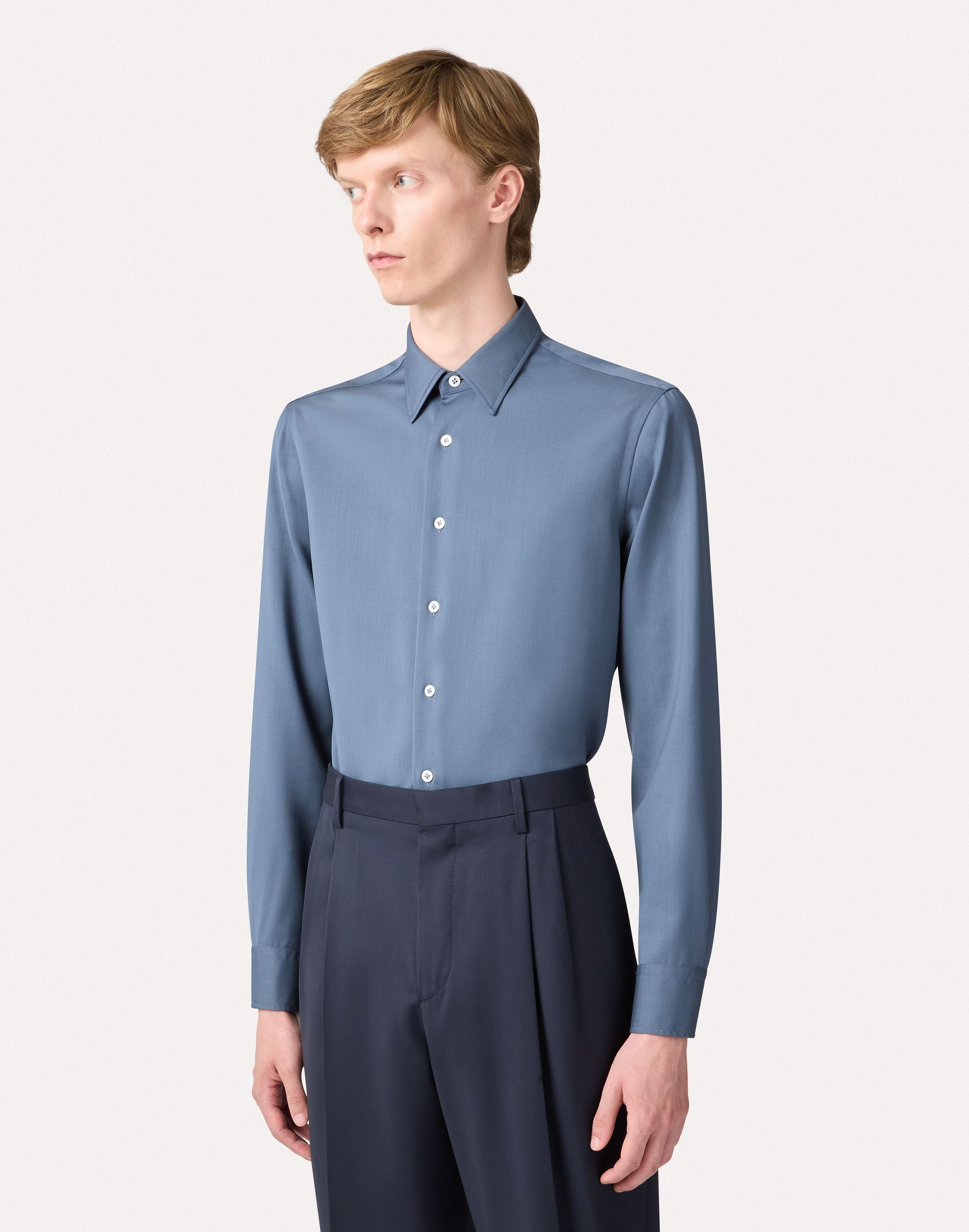 Lightweight twill shirt in aviation blue AIR FORCE BLUE Lardini 4