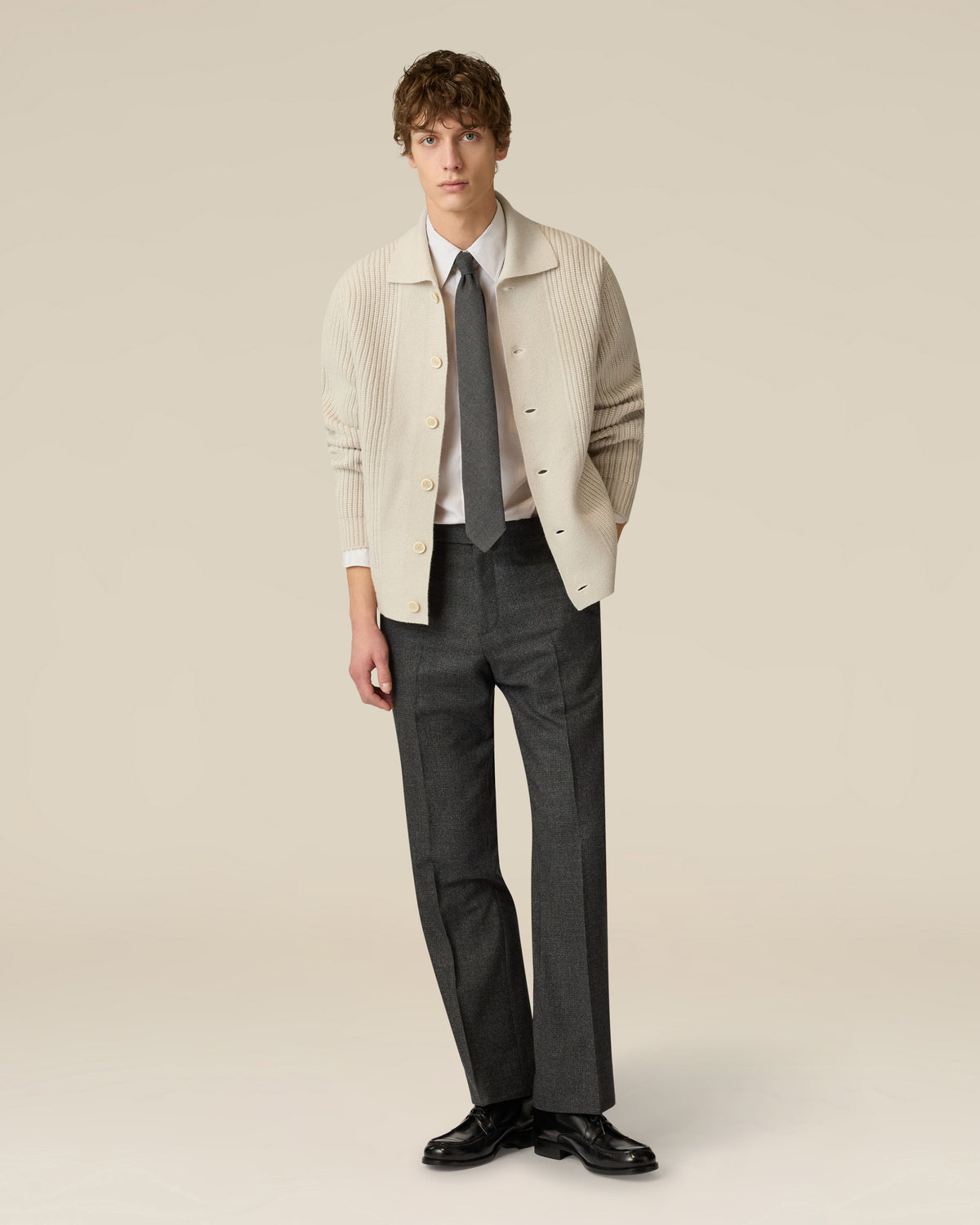 Beige cotton poplin shirt BEIGE Lardini 2