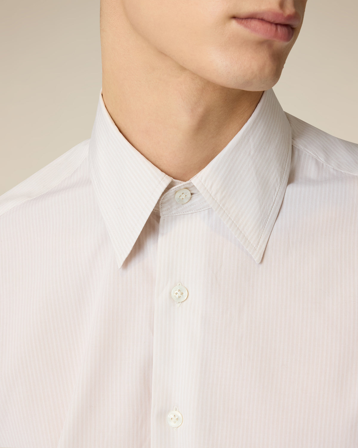Beige cotton poplin shirt BEIGE Lardini 3