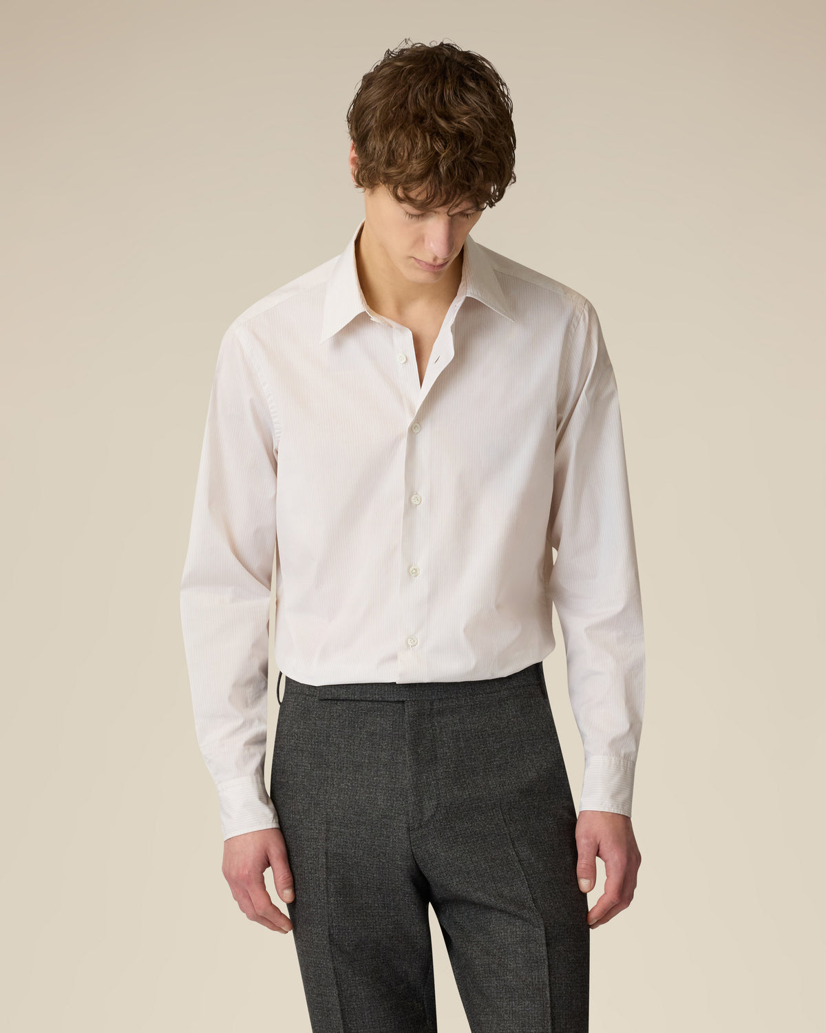 Beige cotton poplin shirt BEIGE Lardini 4