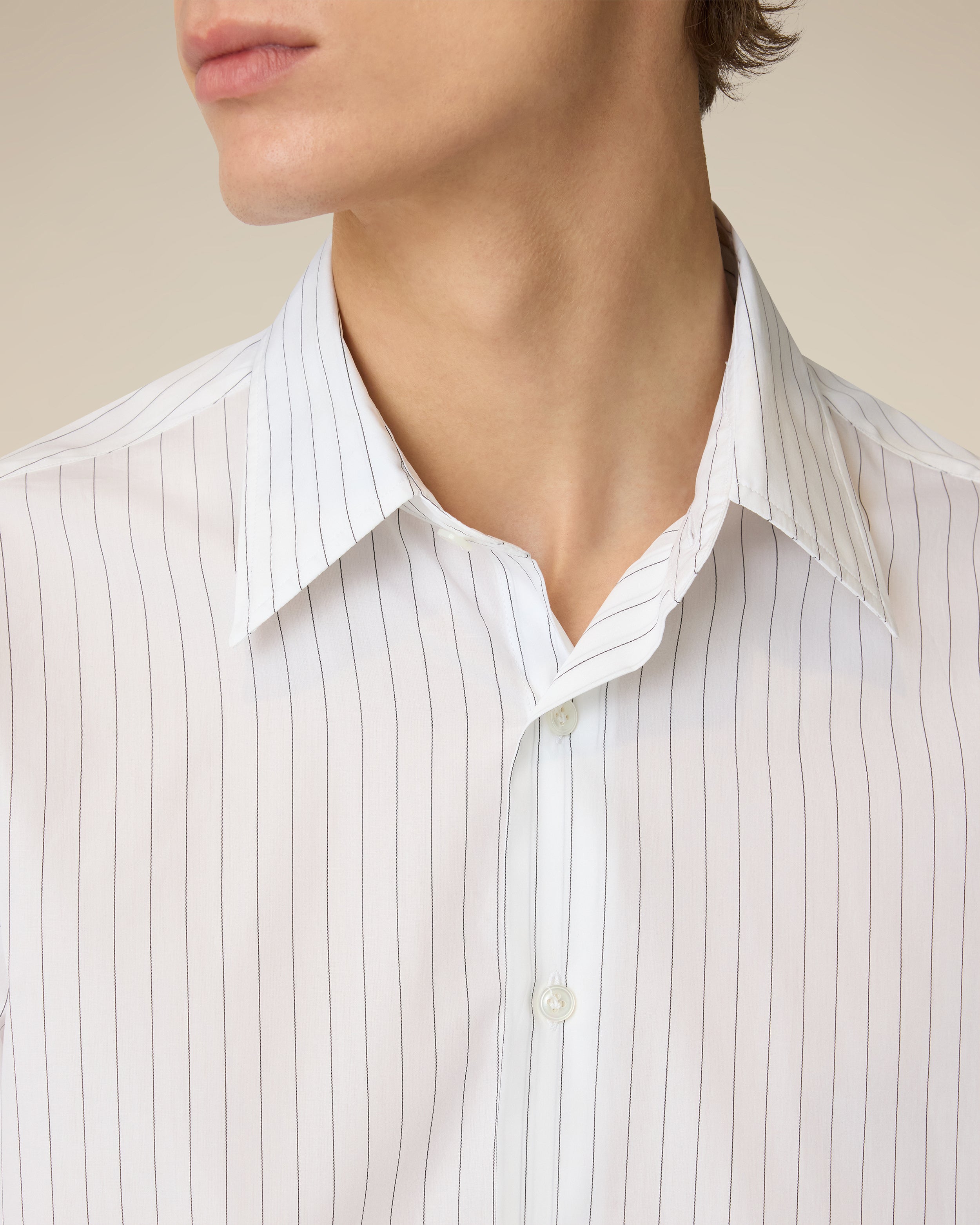 Weißes Hemd aus Baumwollpopeline WHITE/BLACK Lardini 3