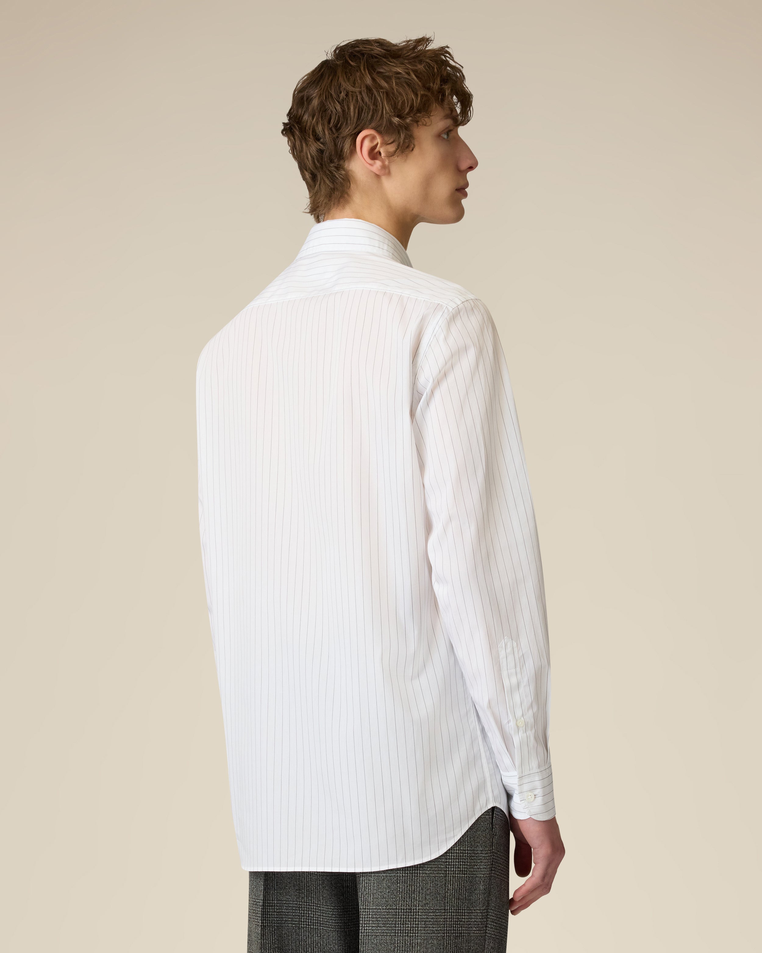 Weißes Hemd aus Baumwollpopeline WHITE/BLACK Lardini 5
