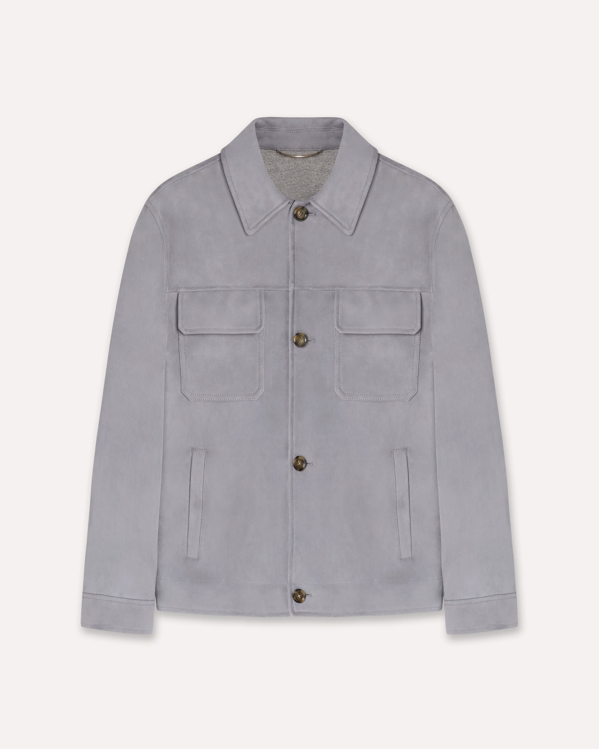 Powder blue jacket in suede and wool-cashmere blend LIGHT BLUE/GREY Lardini 1