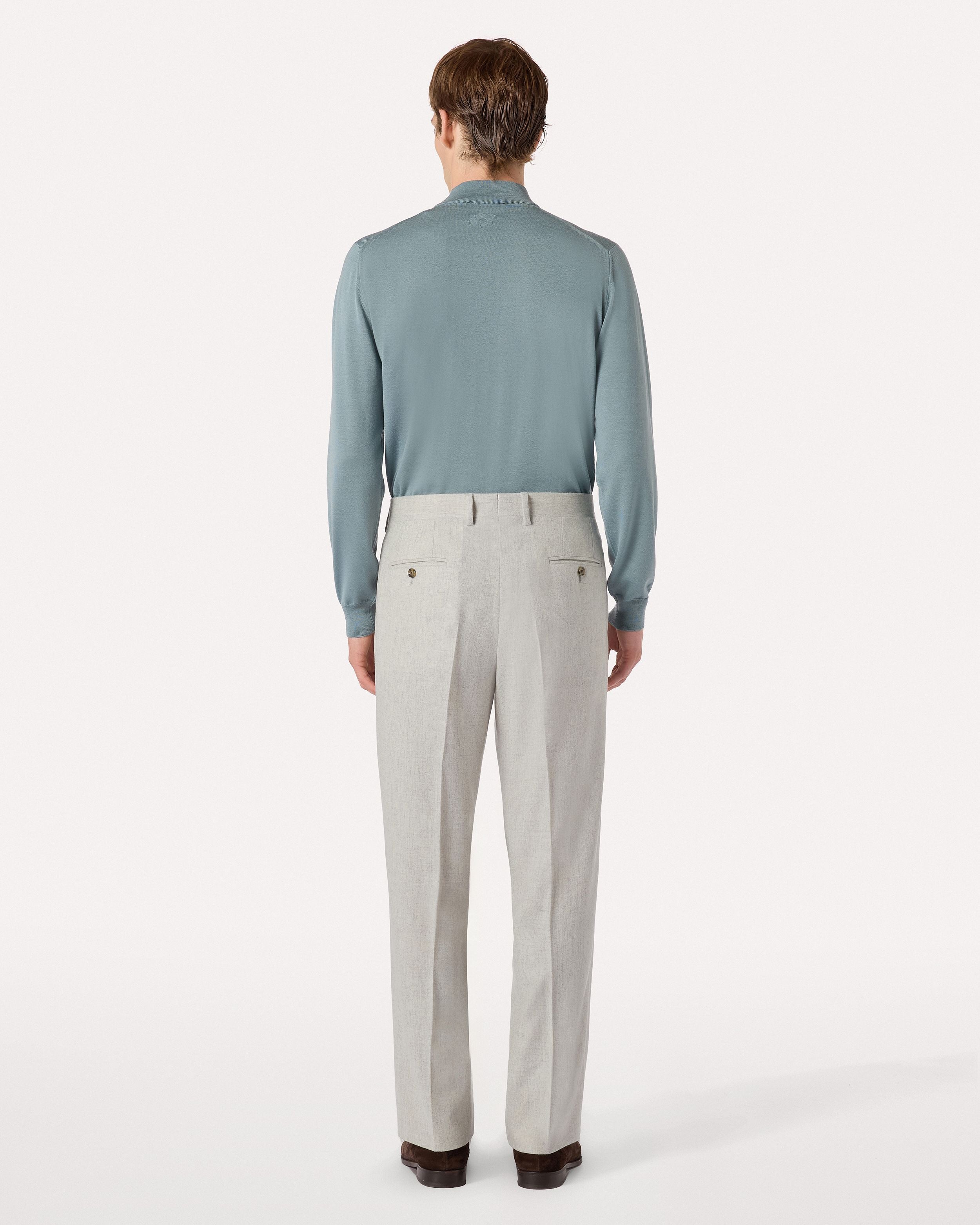 Pantalone grigio senza pieghe in flanella leggera GREY Lardini 5