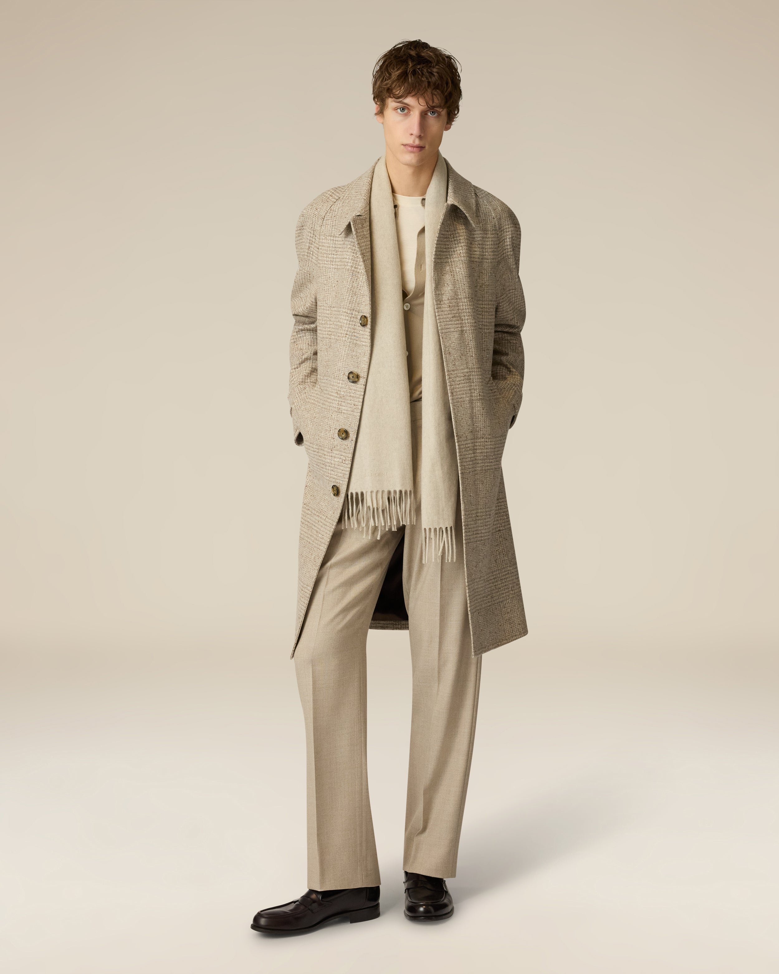 Cream cashmere scarf CREAM Lardini 3