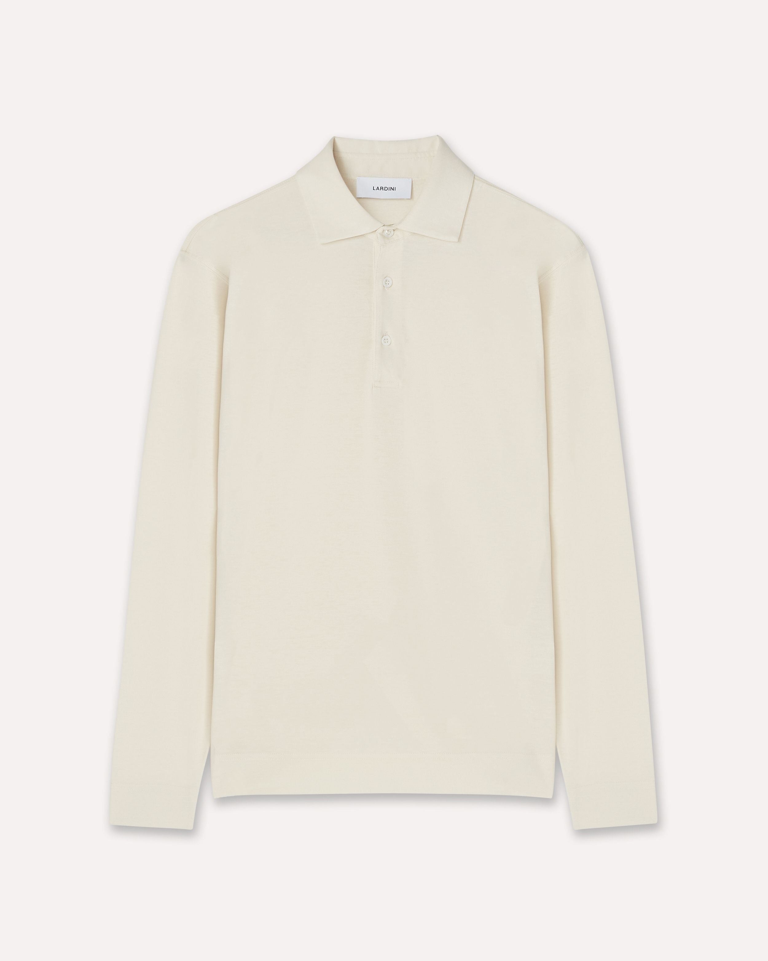 Polo a manica lunga panna in jersey di cotone e seta CREAM Lardini 1