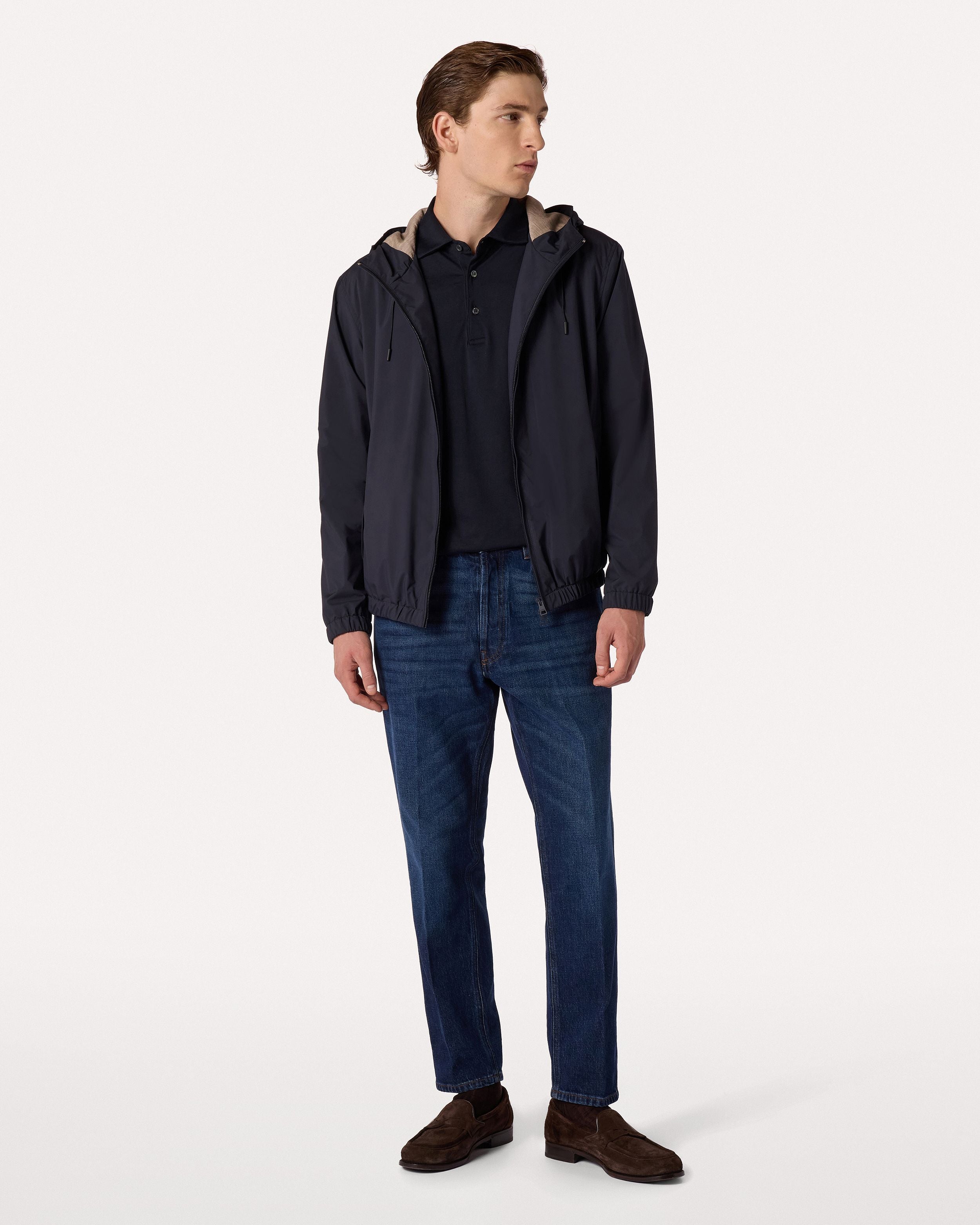 Polo a manica lunga blu in jersey di cotone e seta BLUE Lardini 2