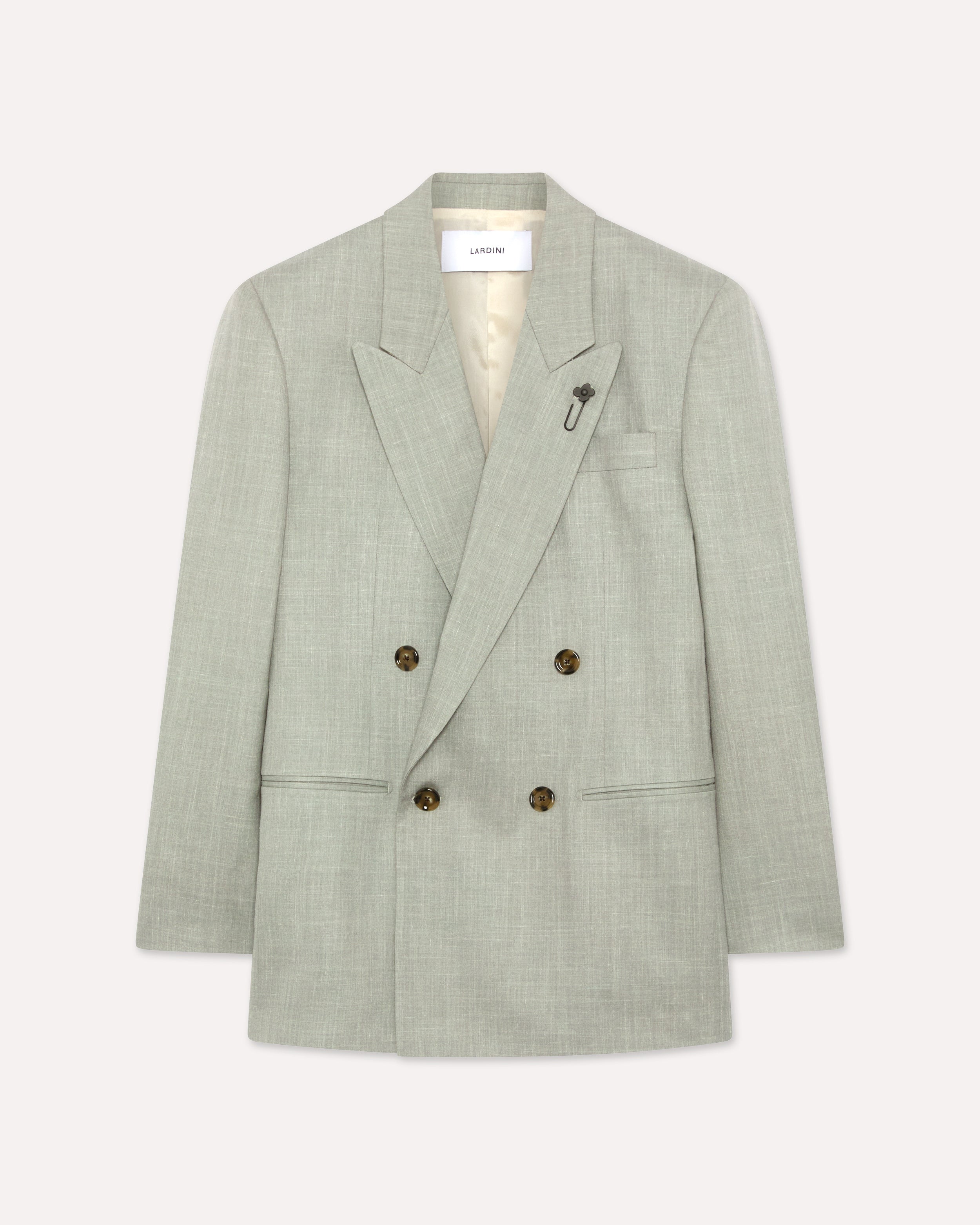 Green double-breasted blazer, white, woman | Lardini