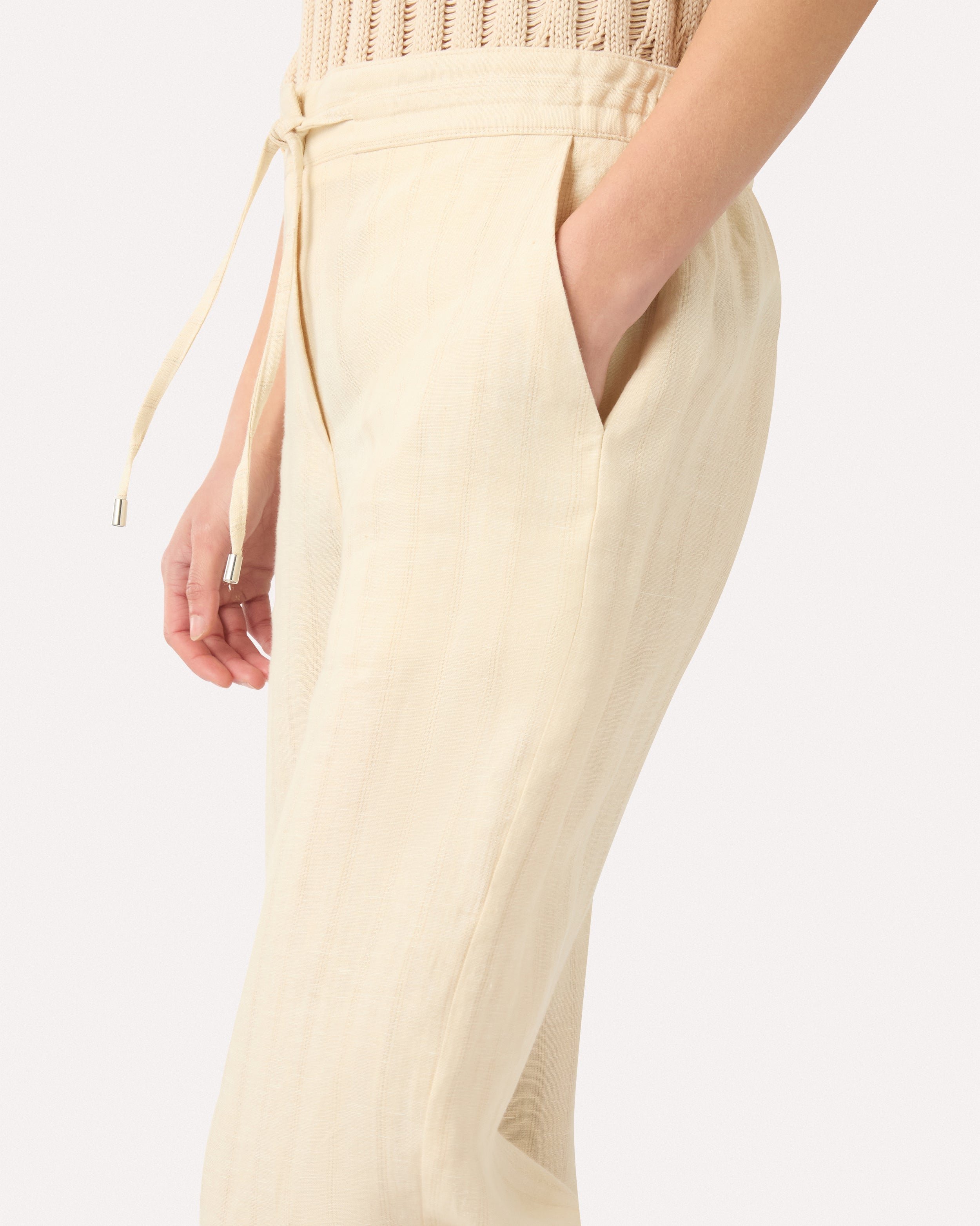 Pantalone morbido in lino con lurex CREAM Lardini 3