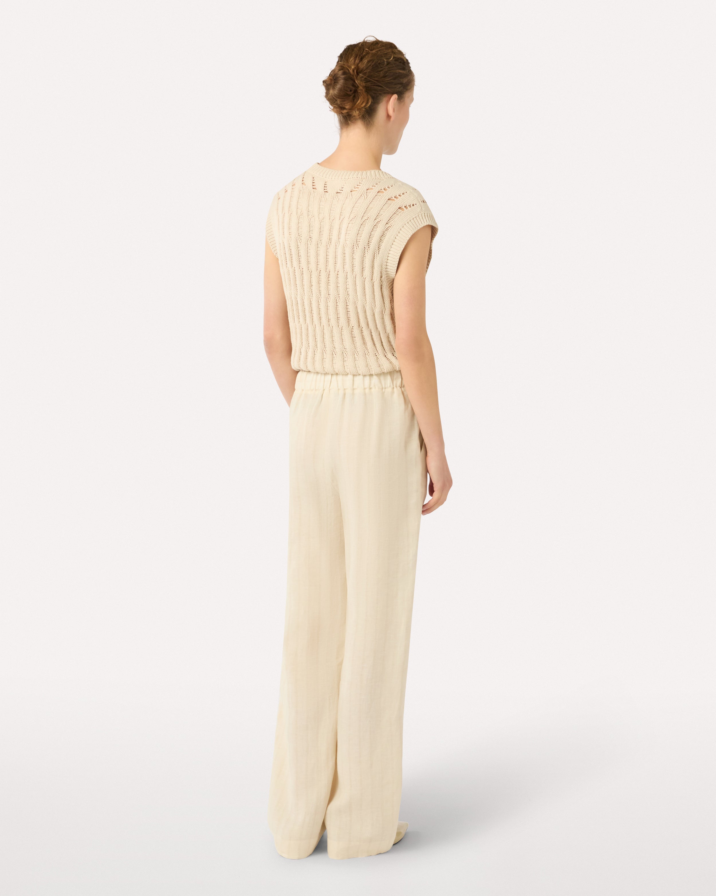 Pantalone morbido in lino con lurex CREAM Lardini 5