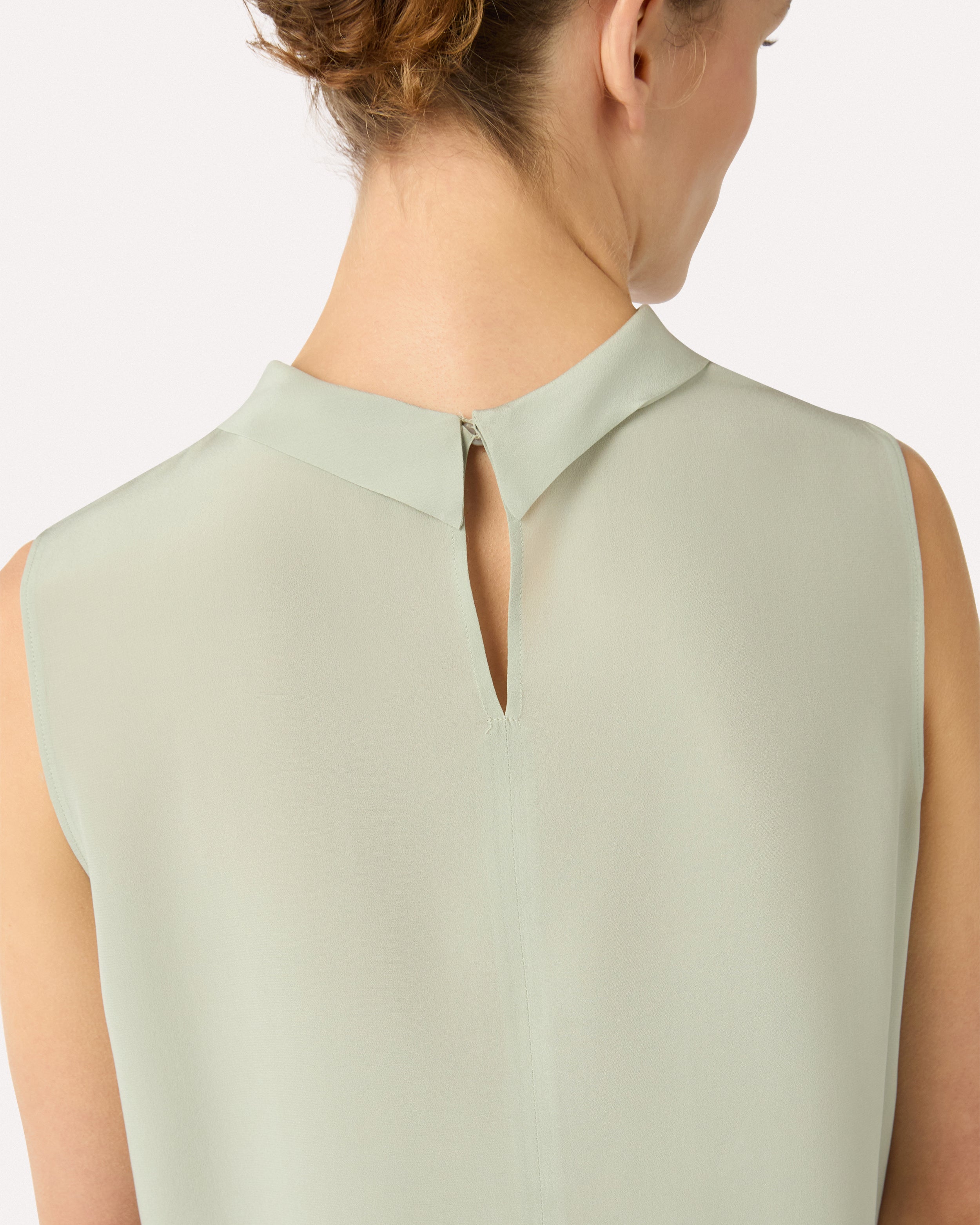 Green silk sleeveless top GREEN Lardini 3