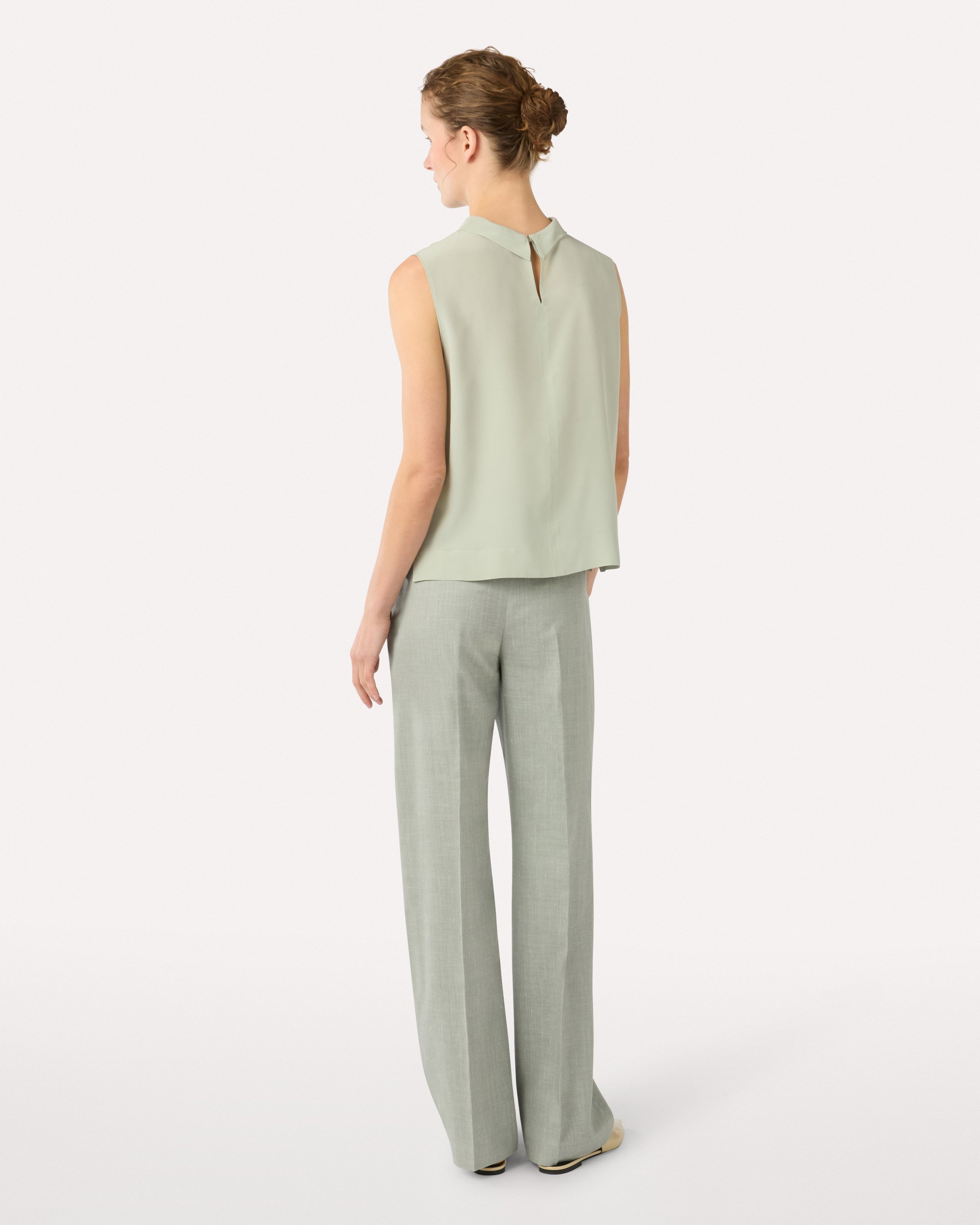 Green silk sleeveless top GREEN Lardini 5