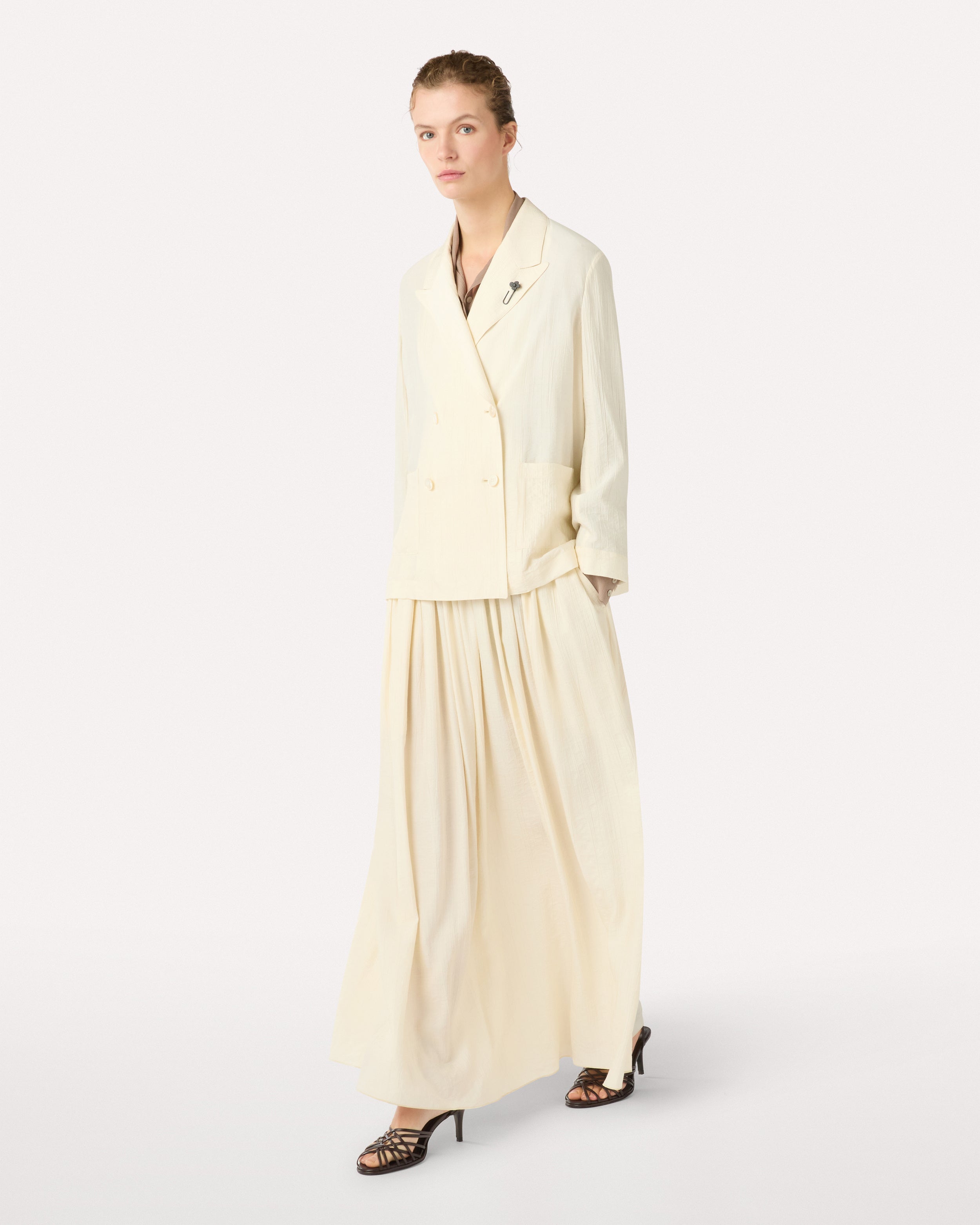 Deconstructed cream viscose blazer CREAM Lardini 2