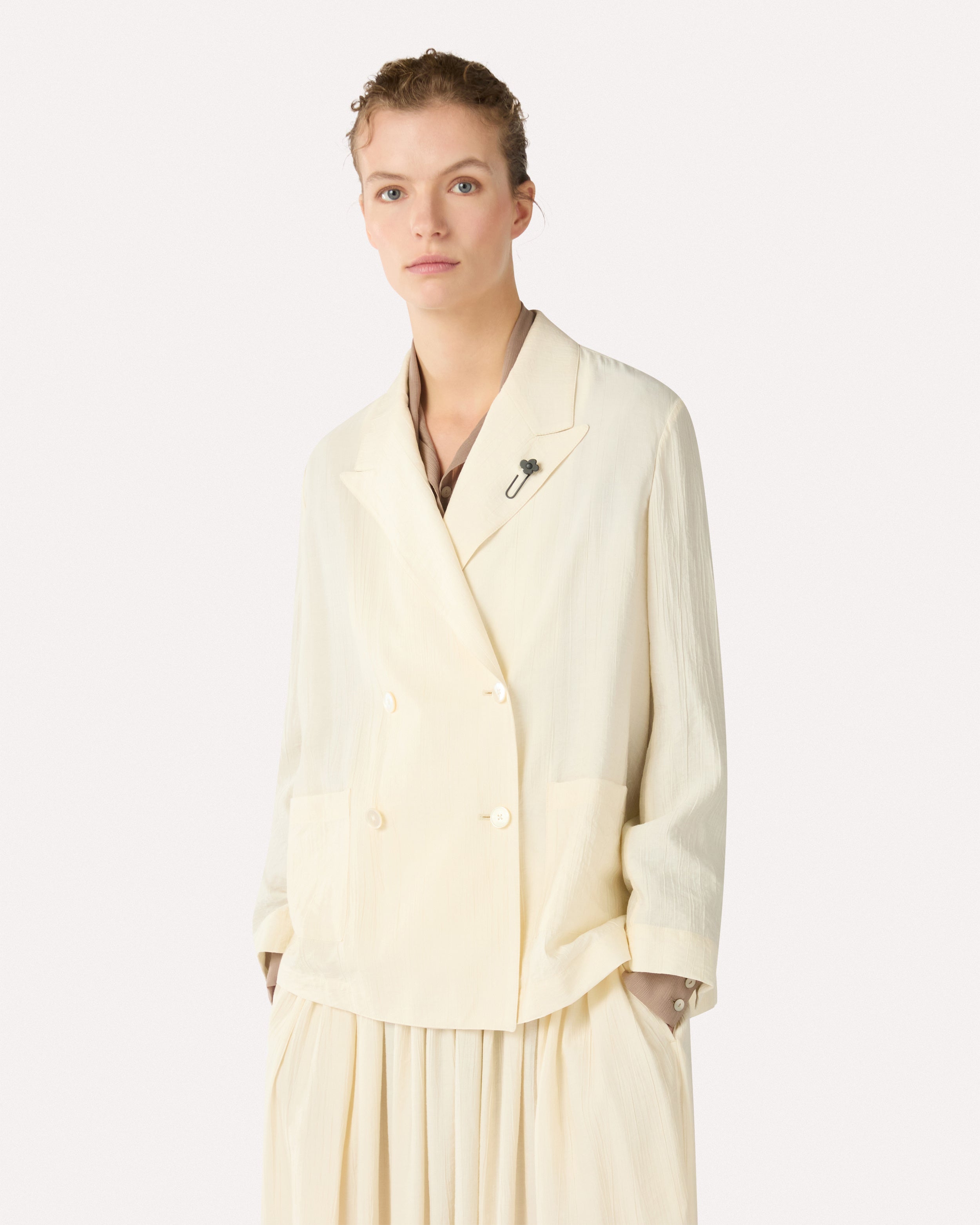 Deconstructed cream viscose blazer CREAM Lardini 4