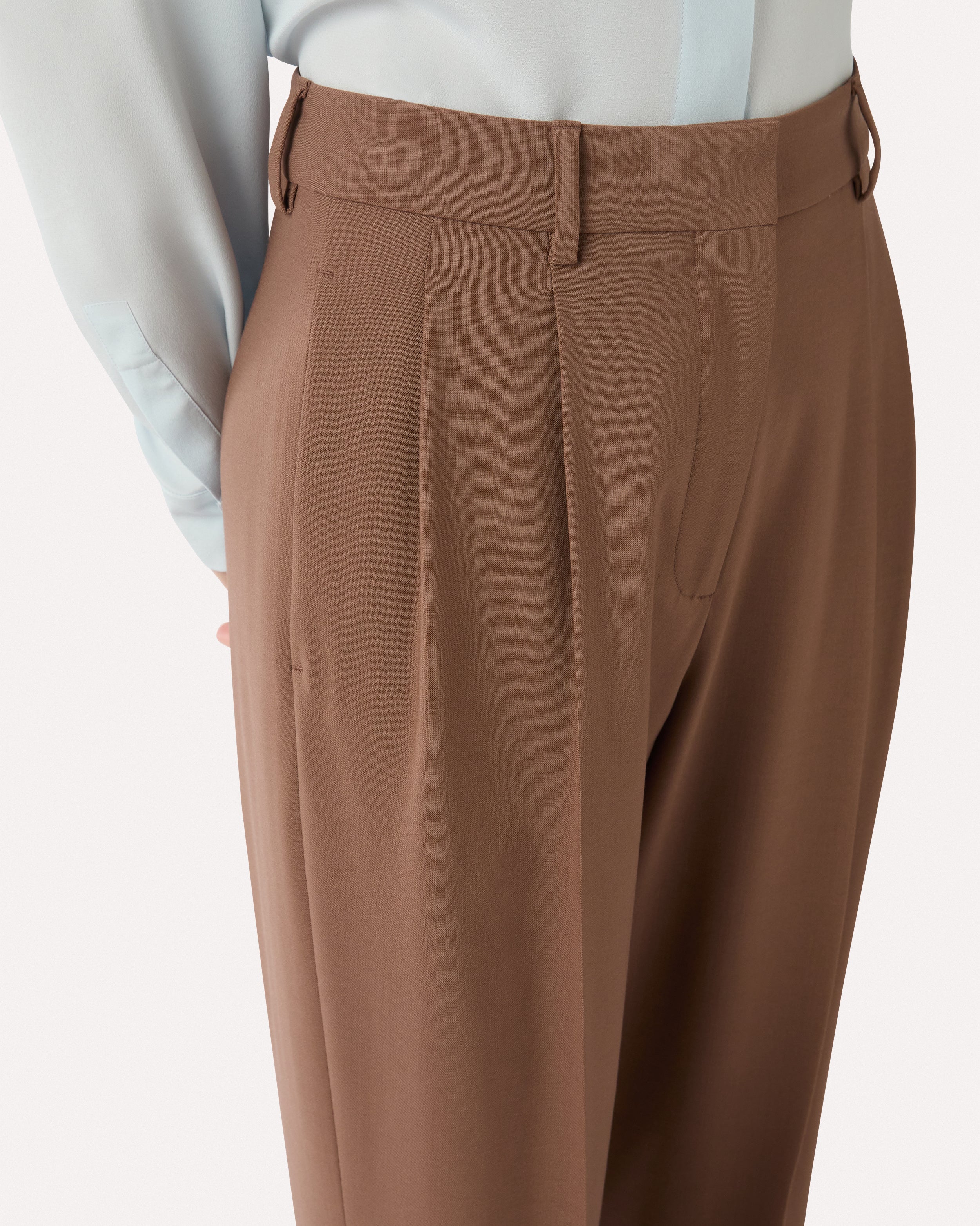 Pantalon marron en laine stretch BROWN Lardini 3