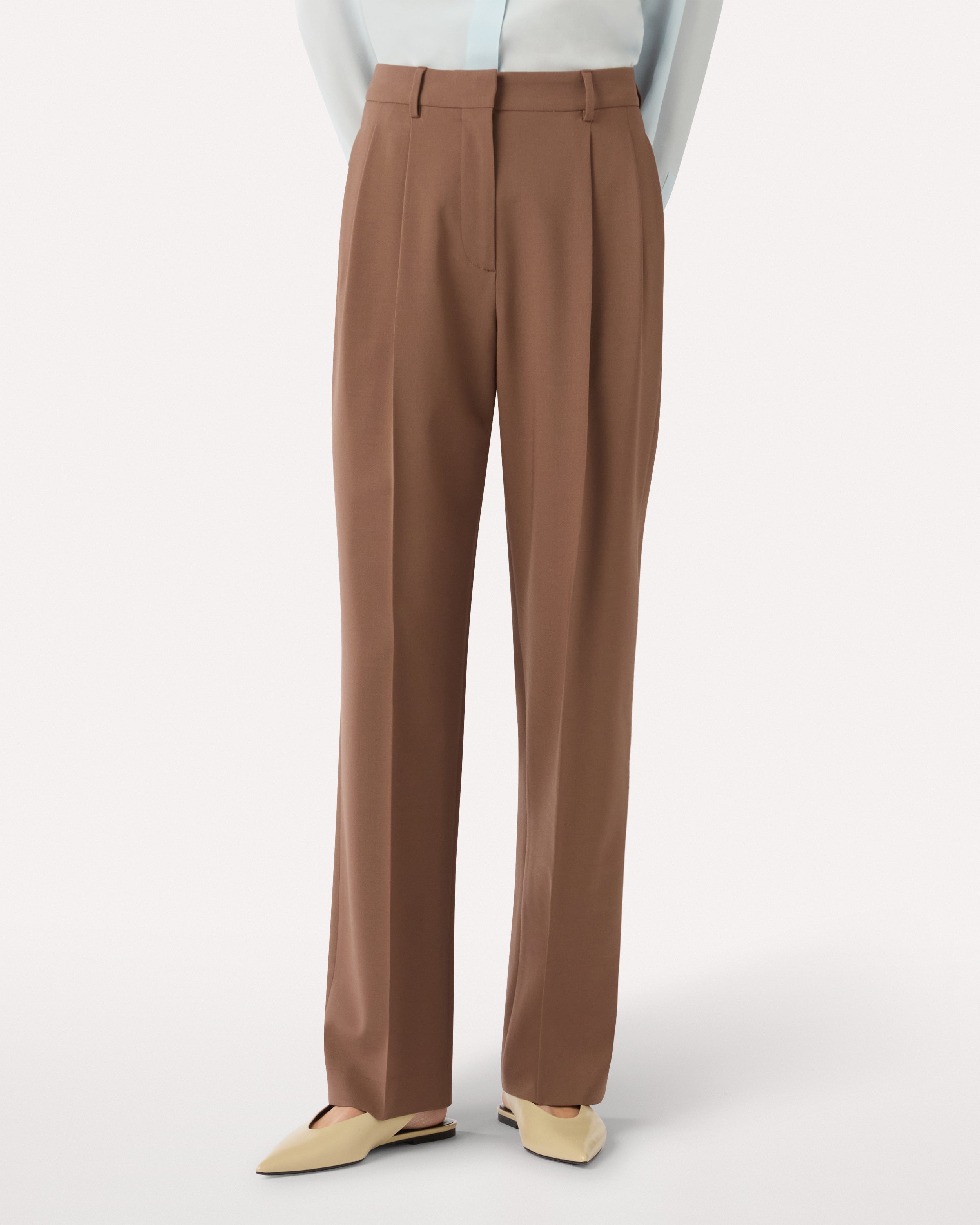 Pantalon marron en laine stretch BROWN Lardini 4