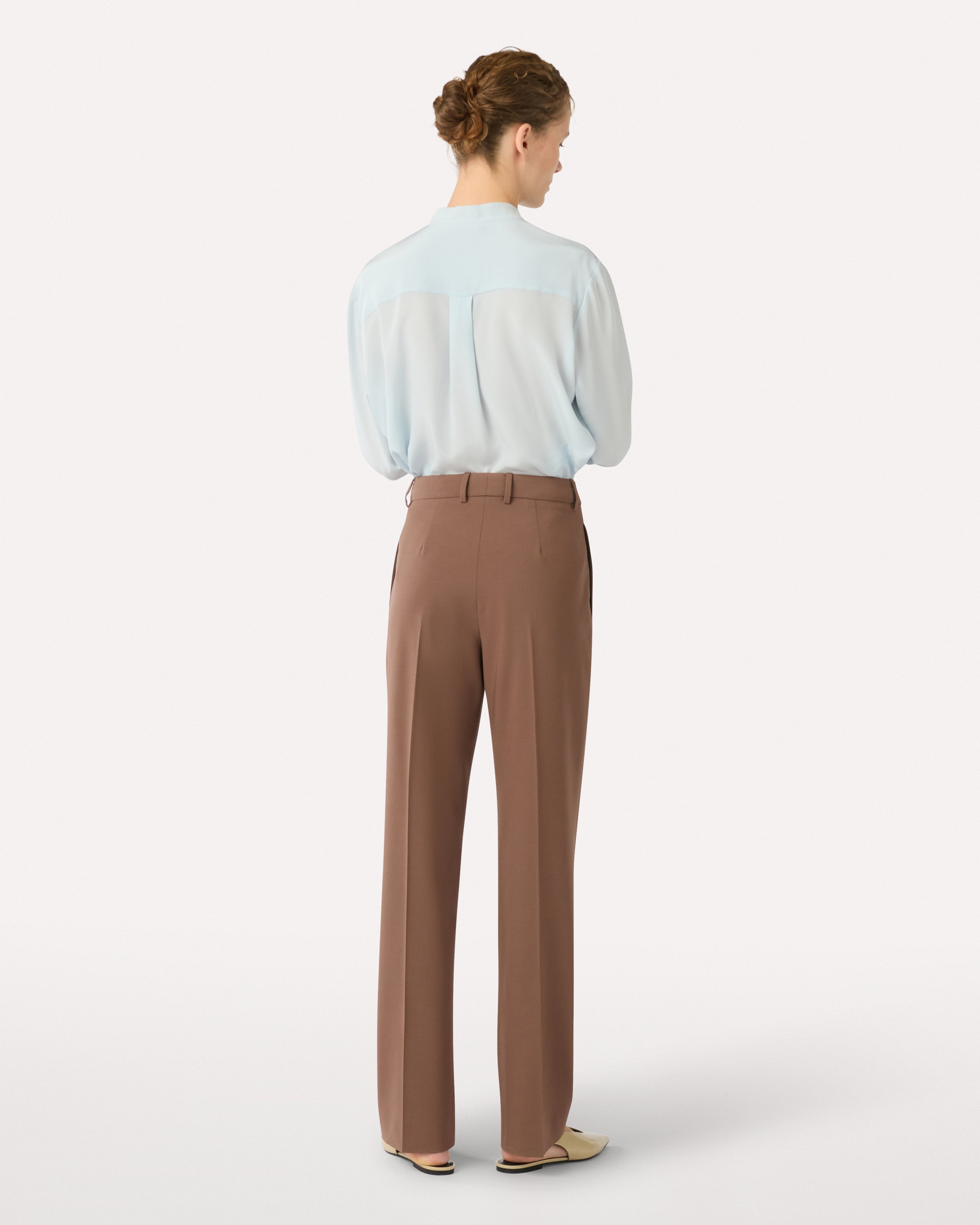 Pantalon marron en laine stretch BROWN Lardini 5