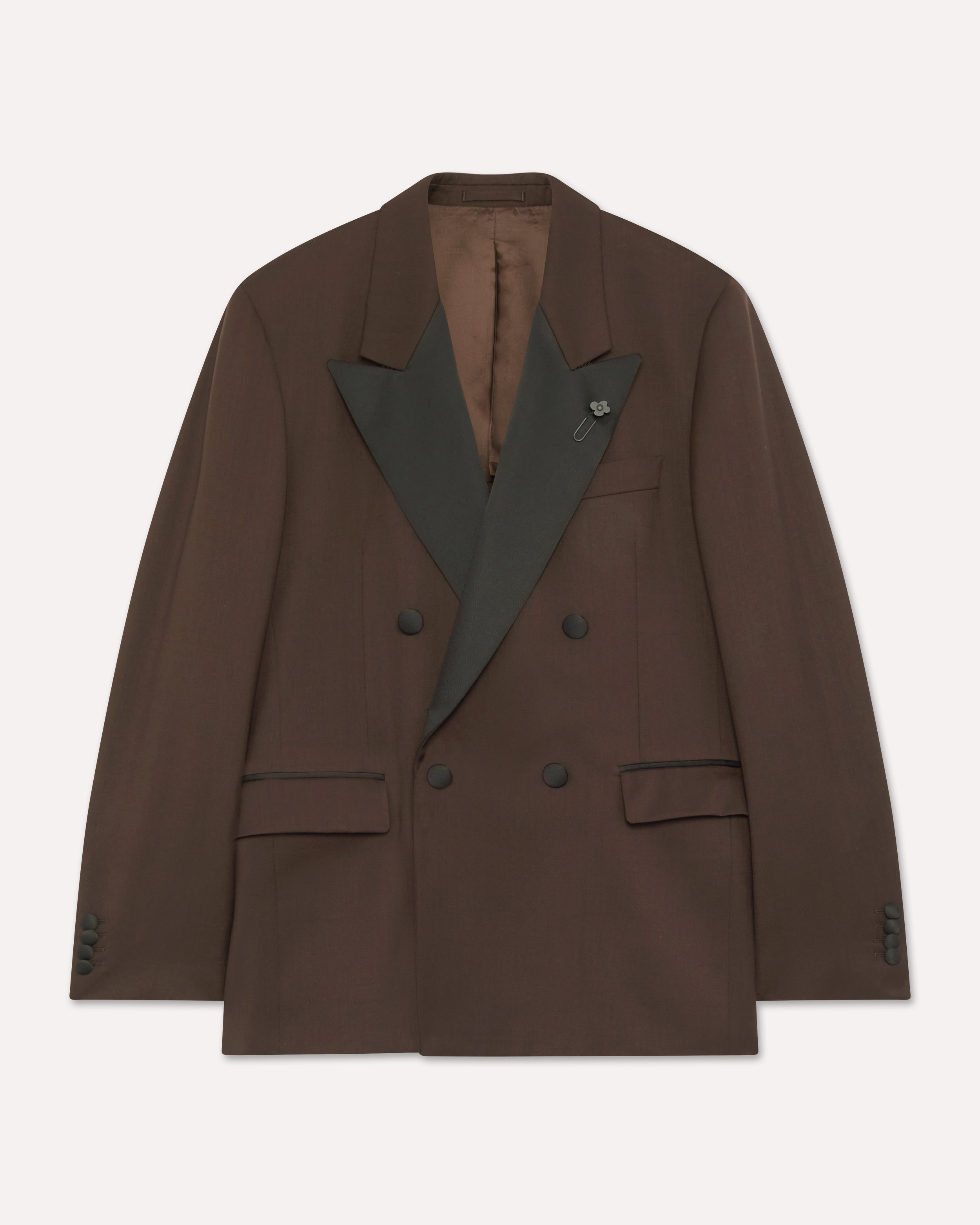 <美品>LARDINI ウール シルク ブラウン ダブル スーツ サイズ46 Brown double-breasted suit, white, man | Lardini