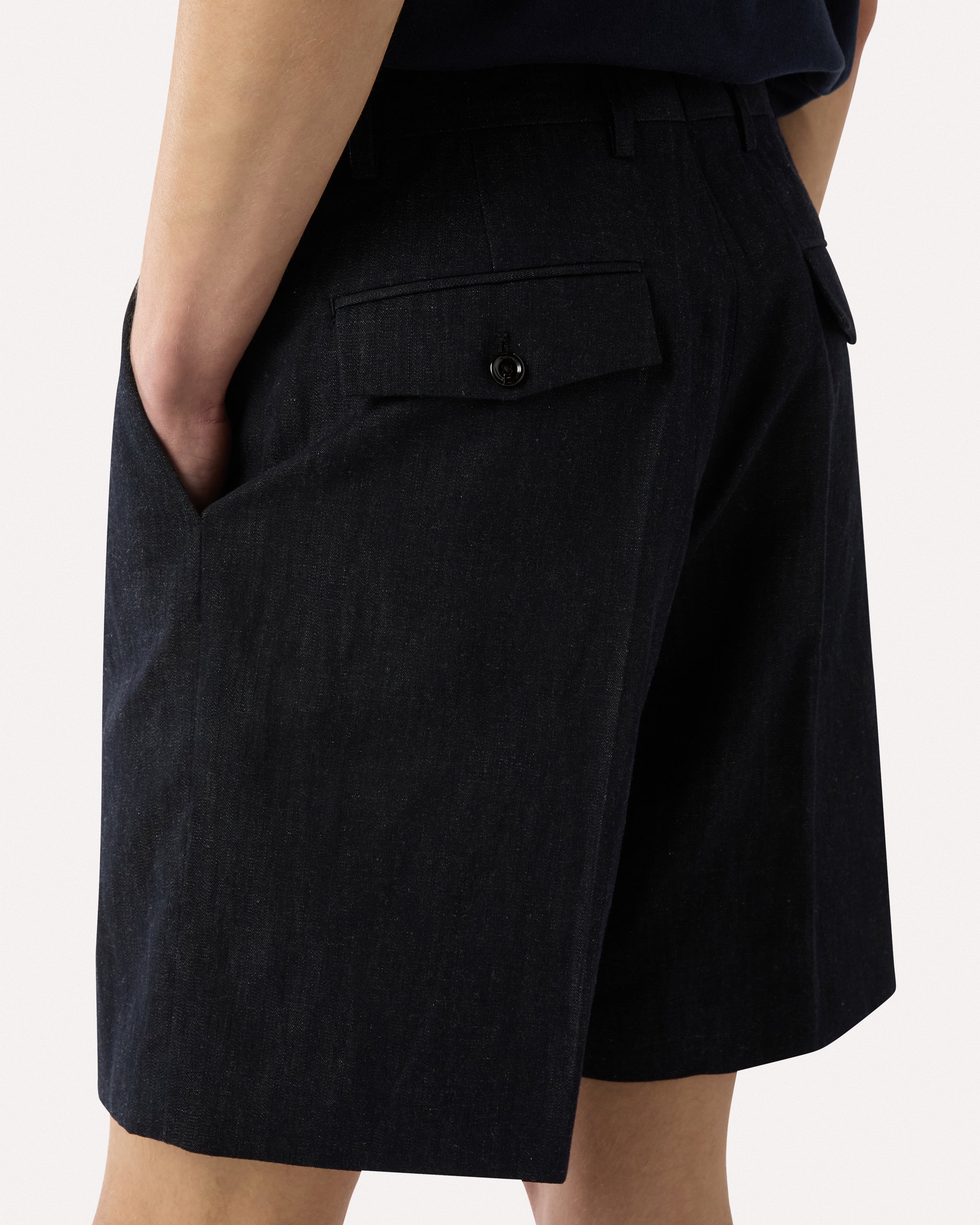 Long blue Bermuda shorts in cotton and linen BLUE Lardini 3