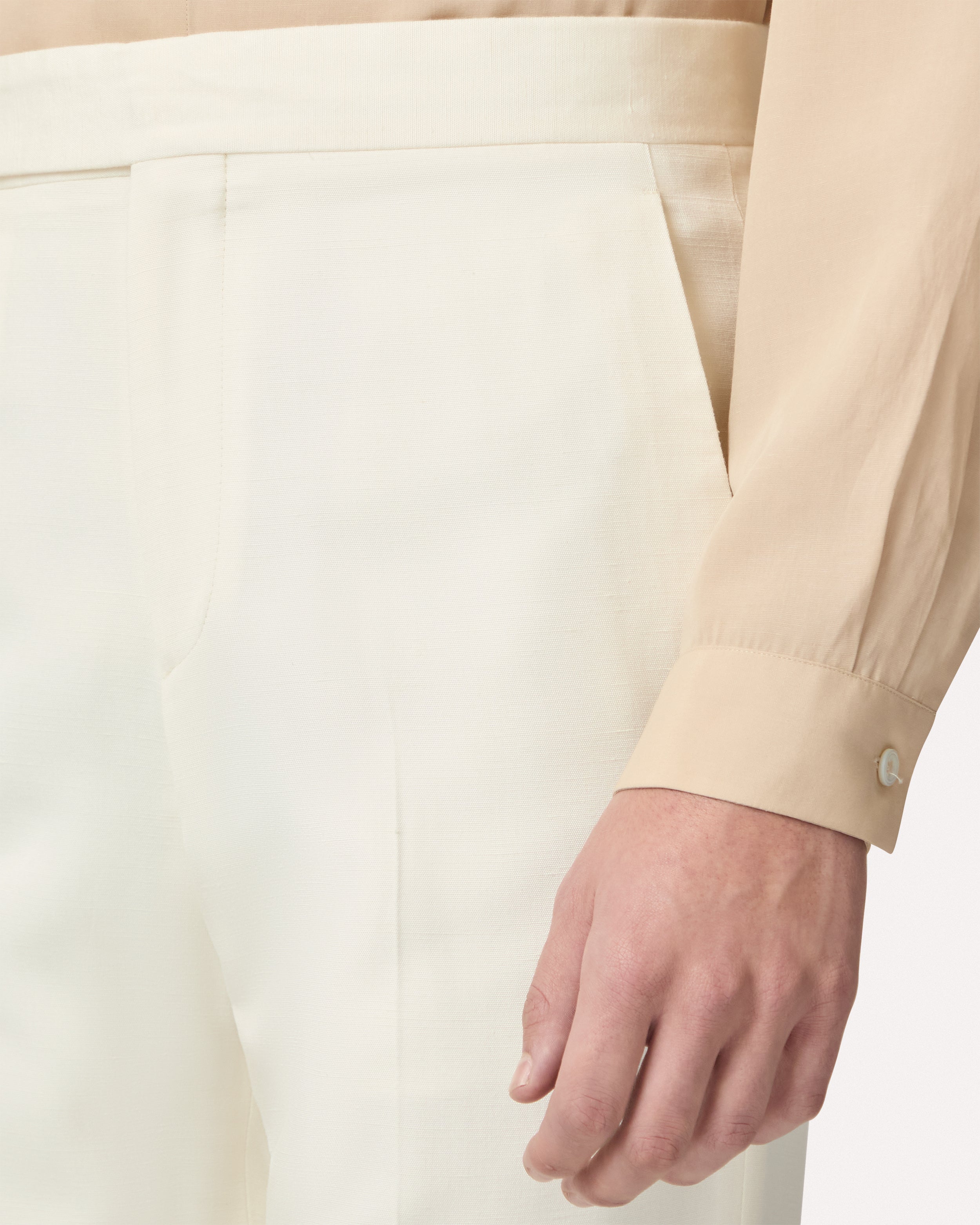Cream trousers in EcoVero CREAM Lardini 4