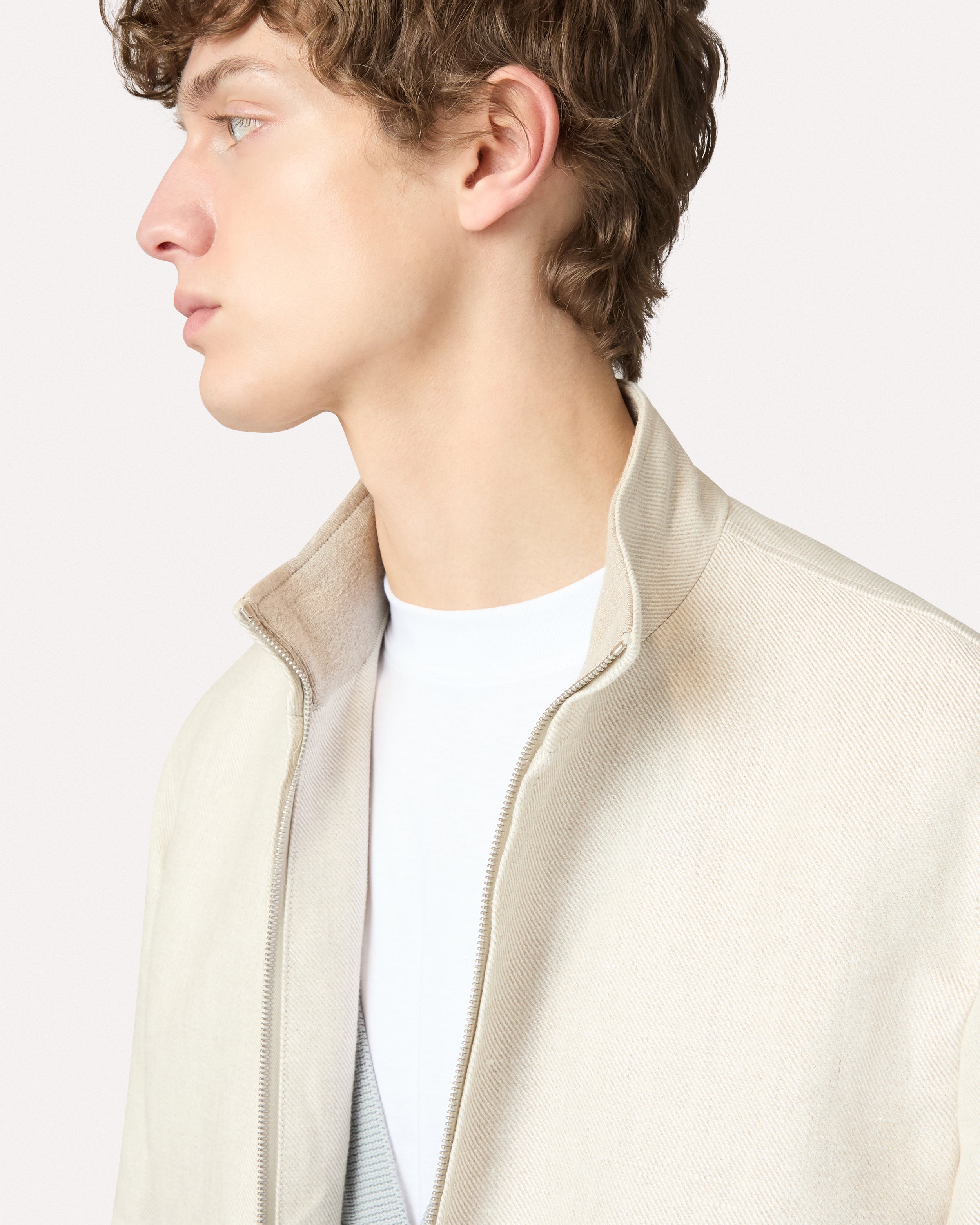 Cream linen jacket, white, man | Lardini