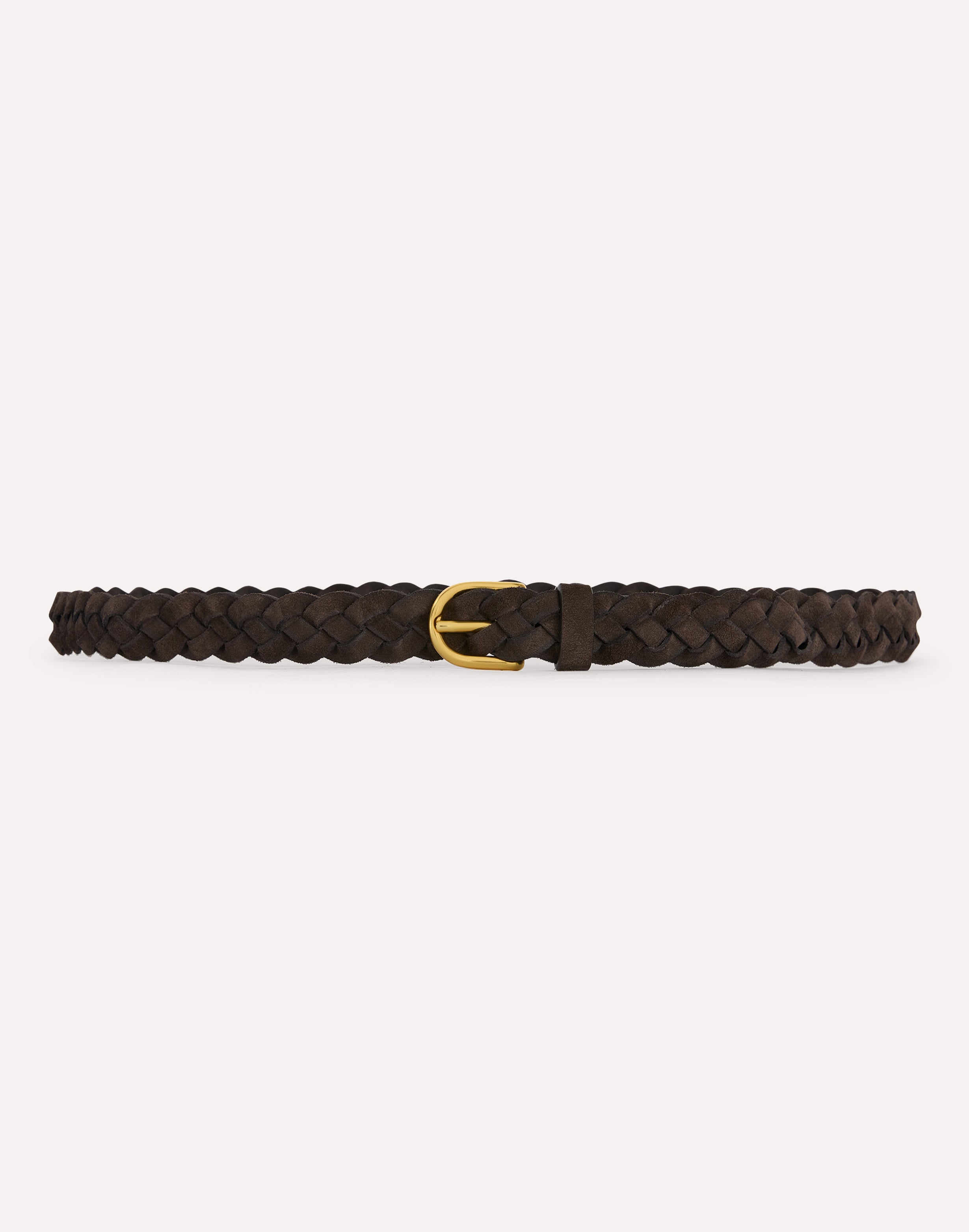 Braided brown calf leather belt BROWN Lardini 1