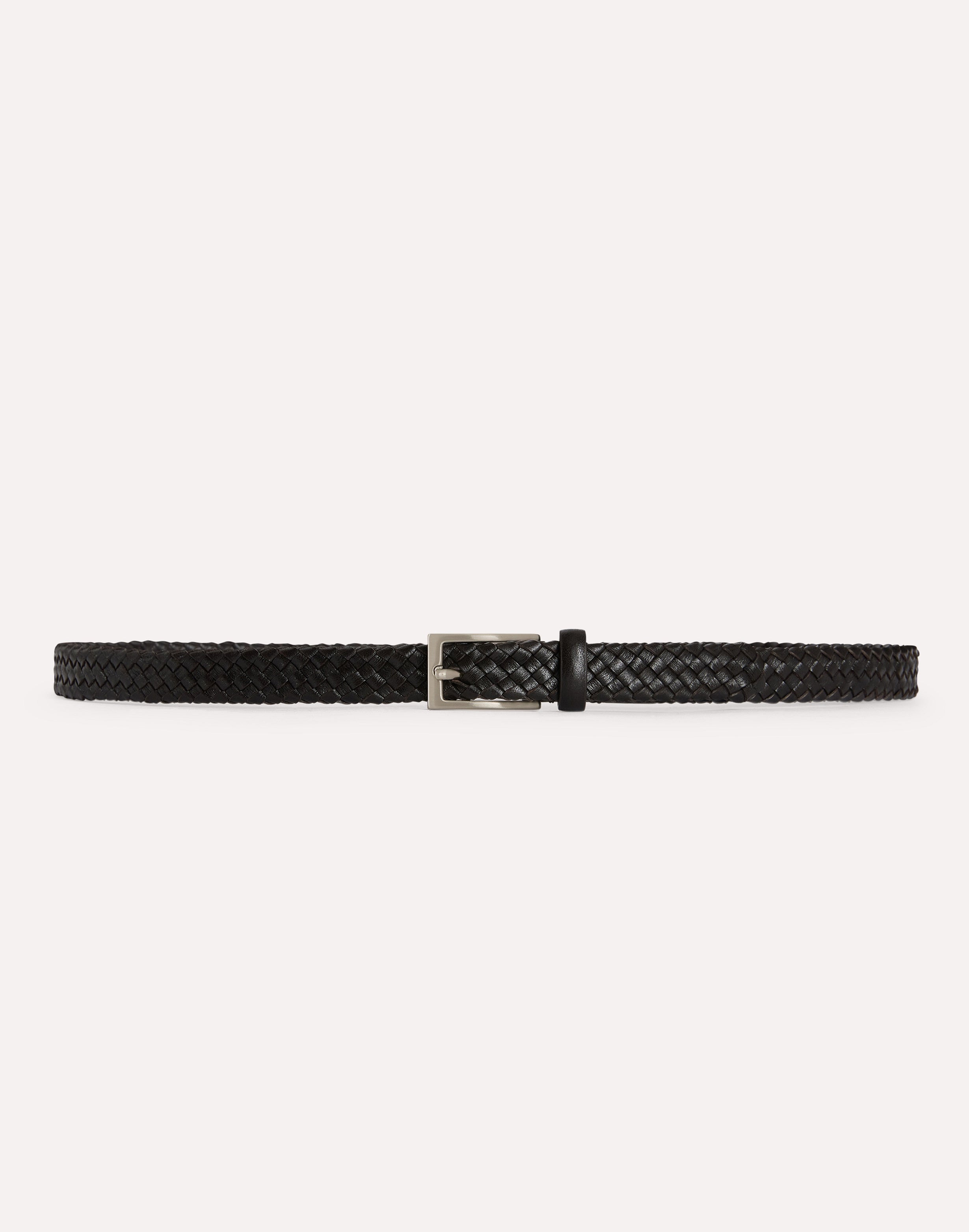 Braided tubular brown leather belt BROWN Lardini 1