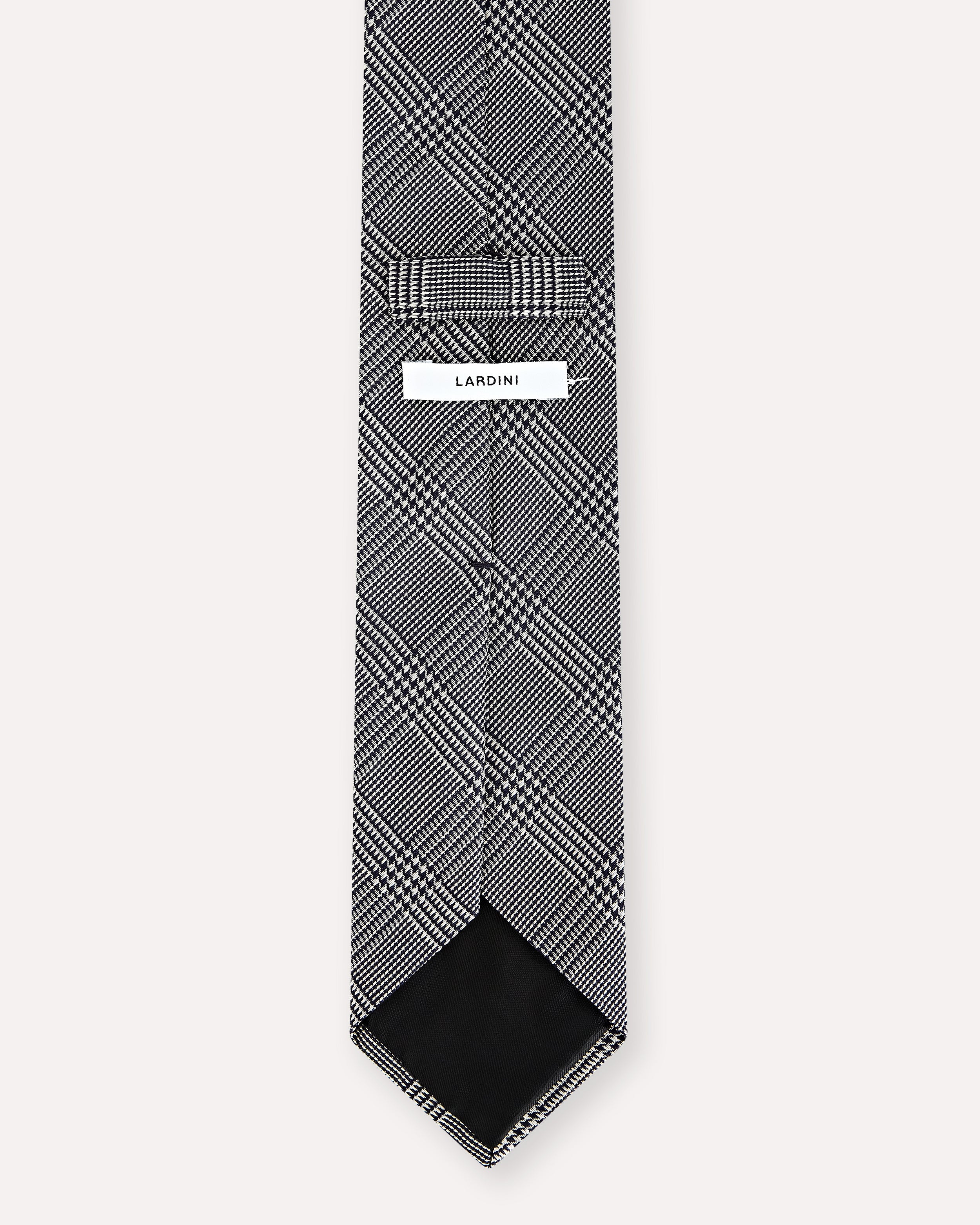 Prince of Wales jacquard silk tie BLUE/CREAM Lardini 2