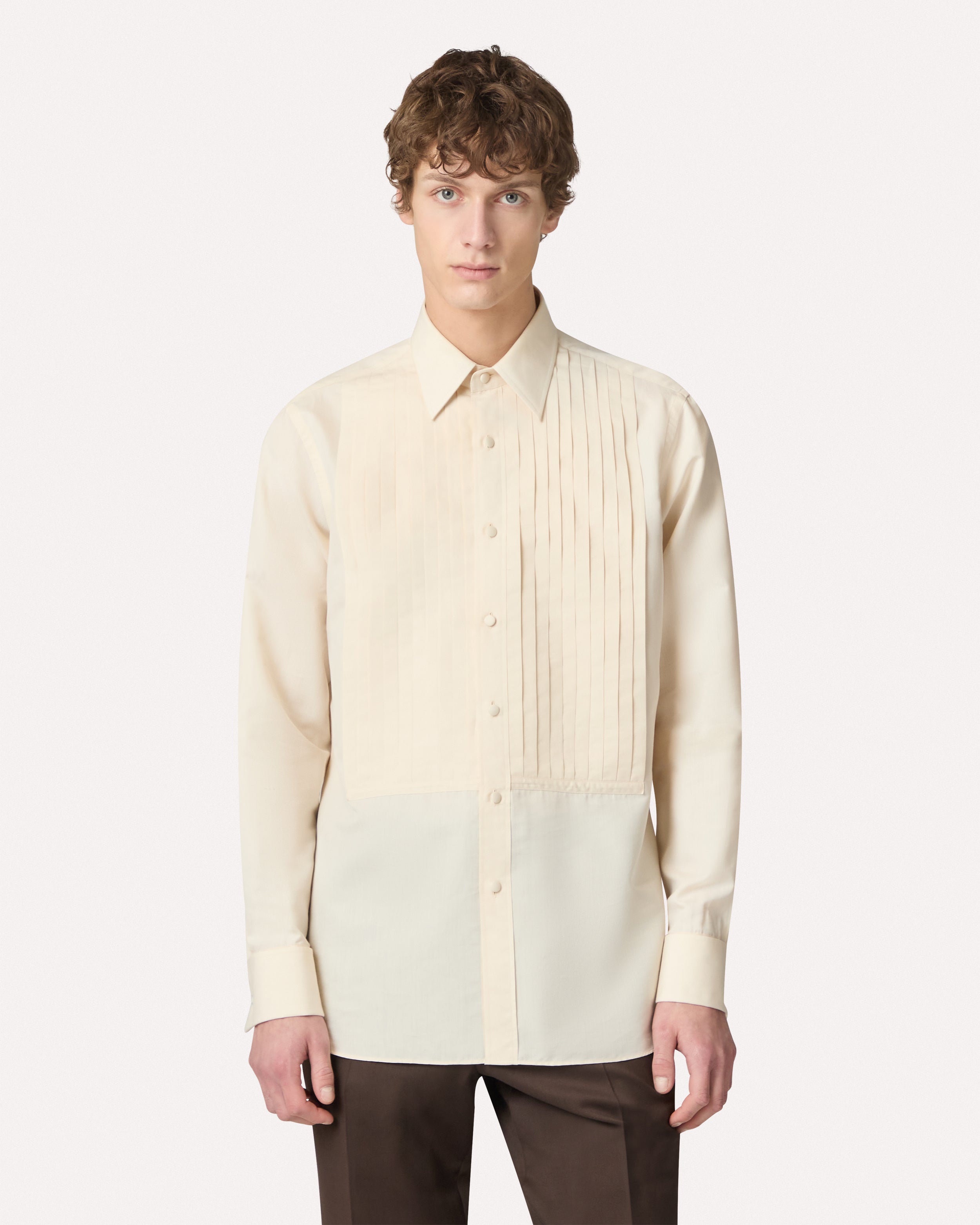 Camicia panna in cotone e seta CREAM Lardini 3