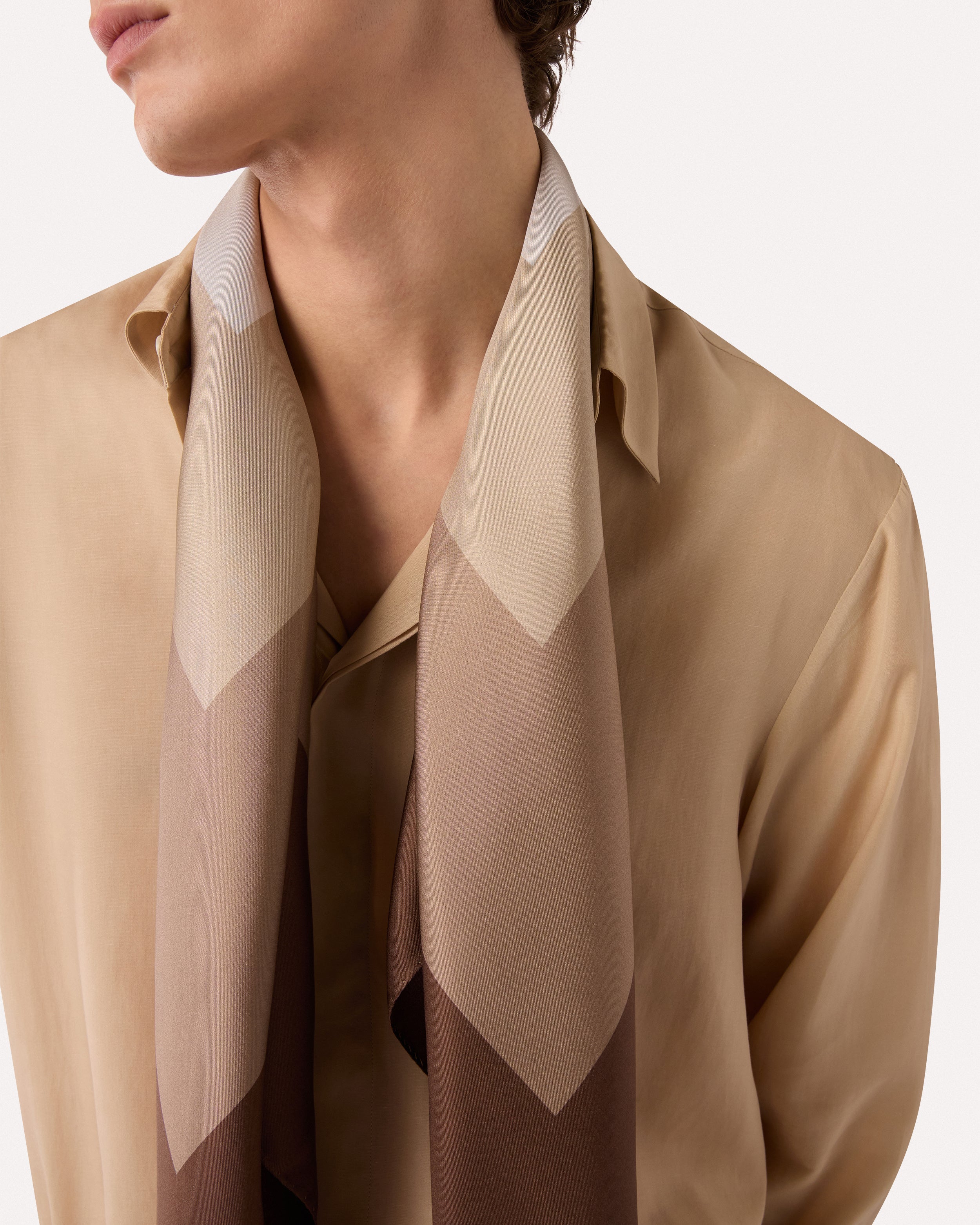 Foulard en soie marron BROWN/CAMEL/BEIGE Lardini 3