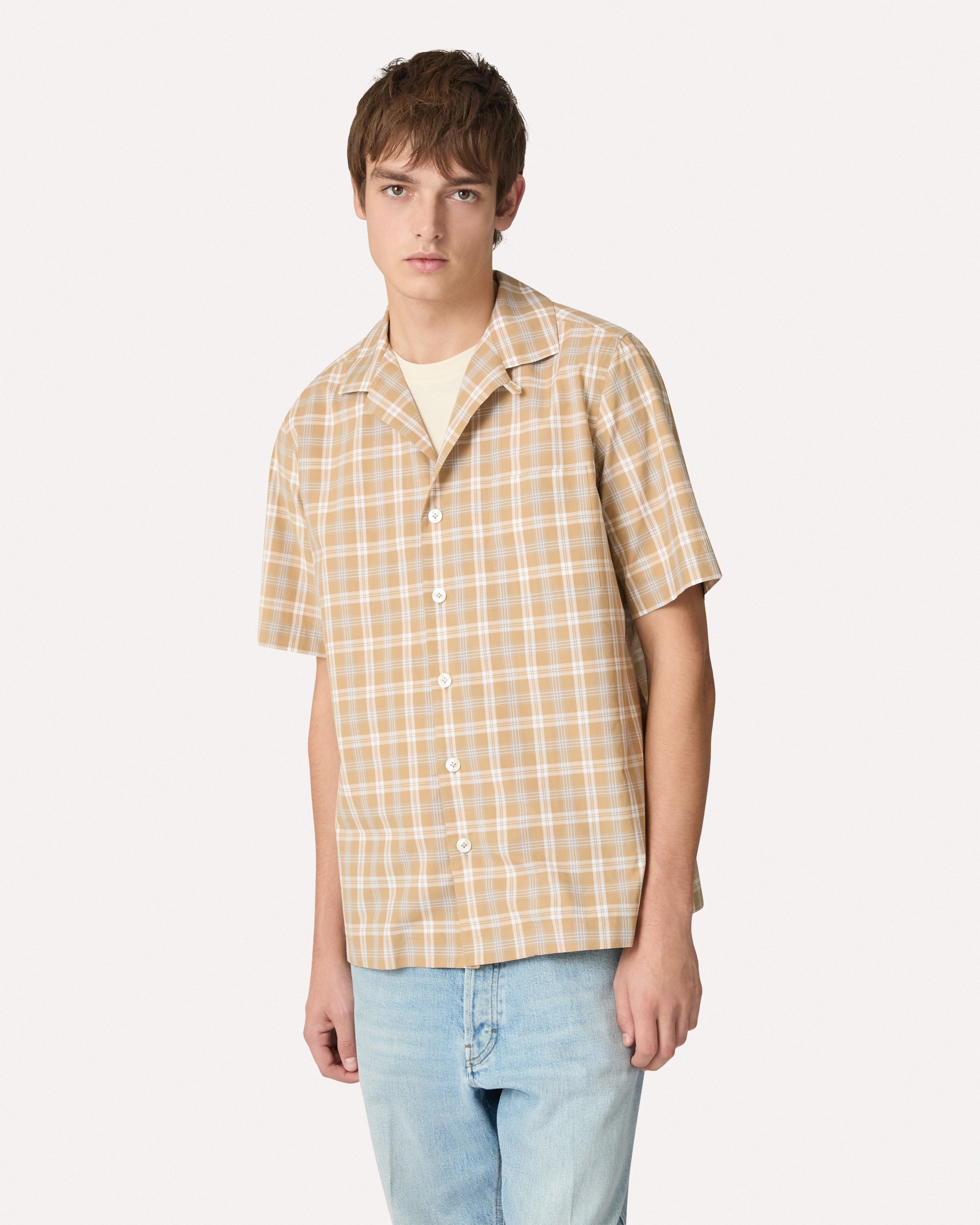 Camel check shirt CAMEL/WHITE/GREY Lardini 3